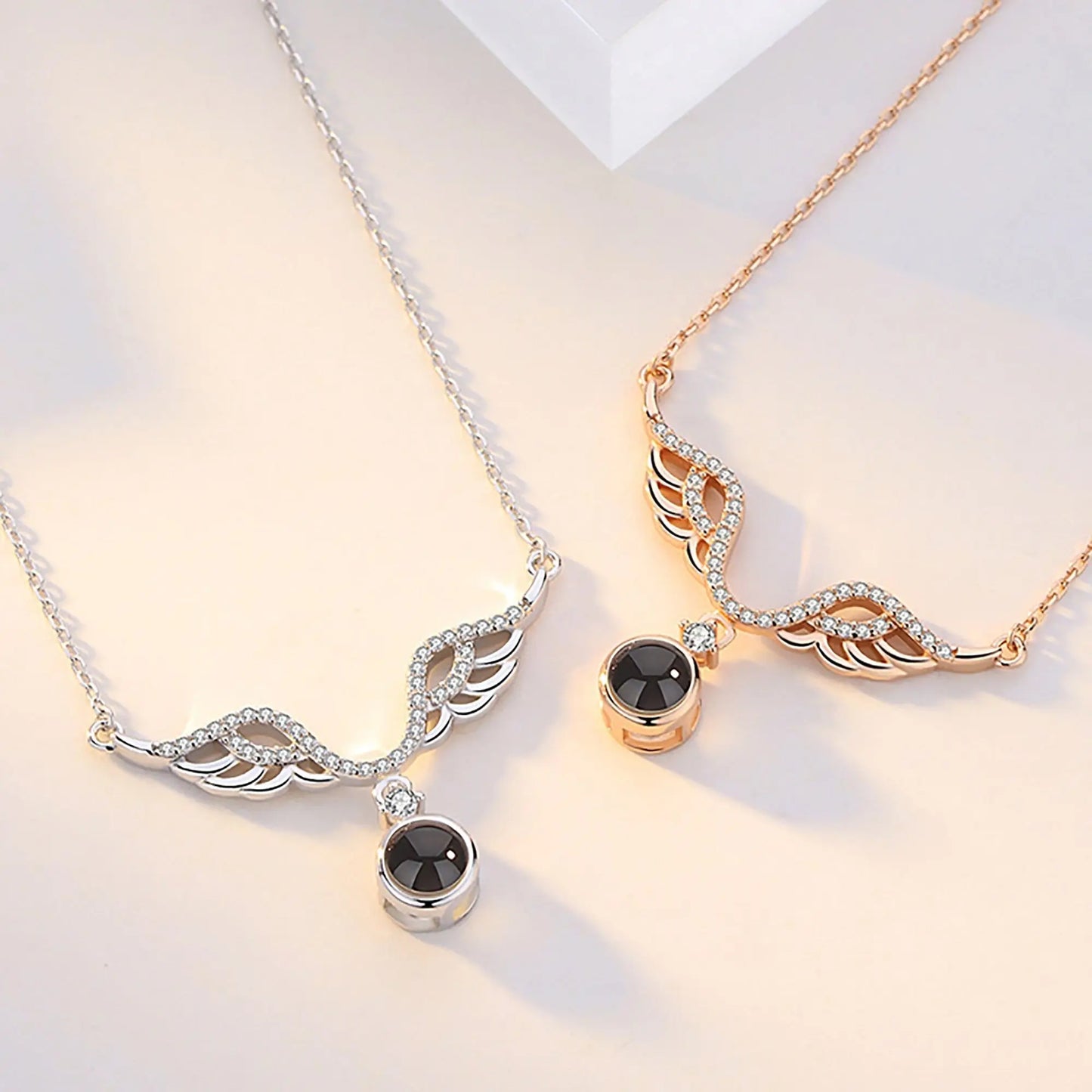 Customized 925 Silver 100 languages Projection Necklace Couple Memory Gifts - Blade & Thread