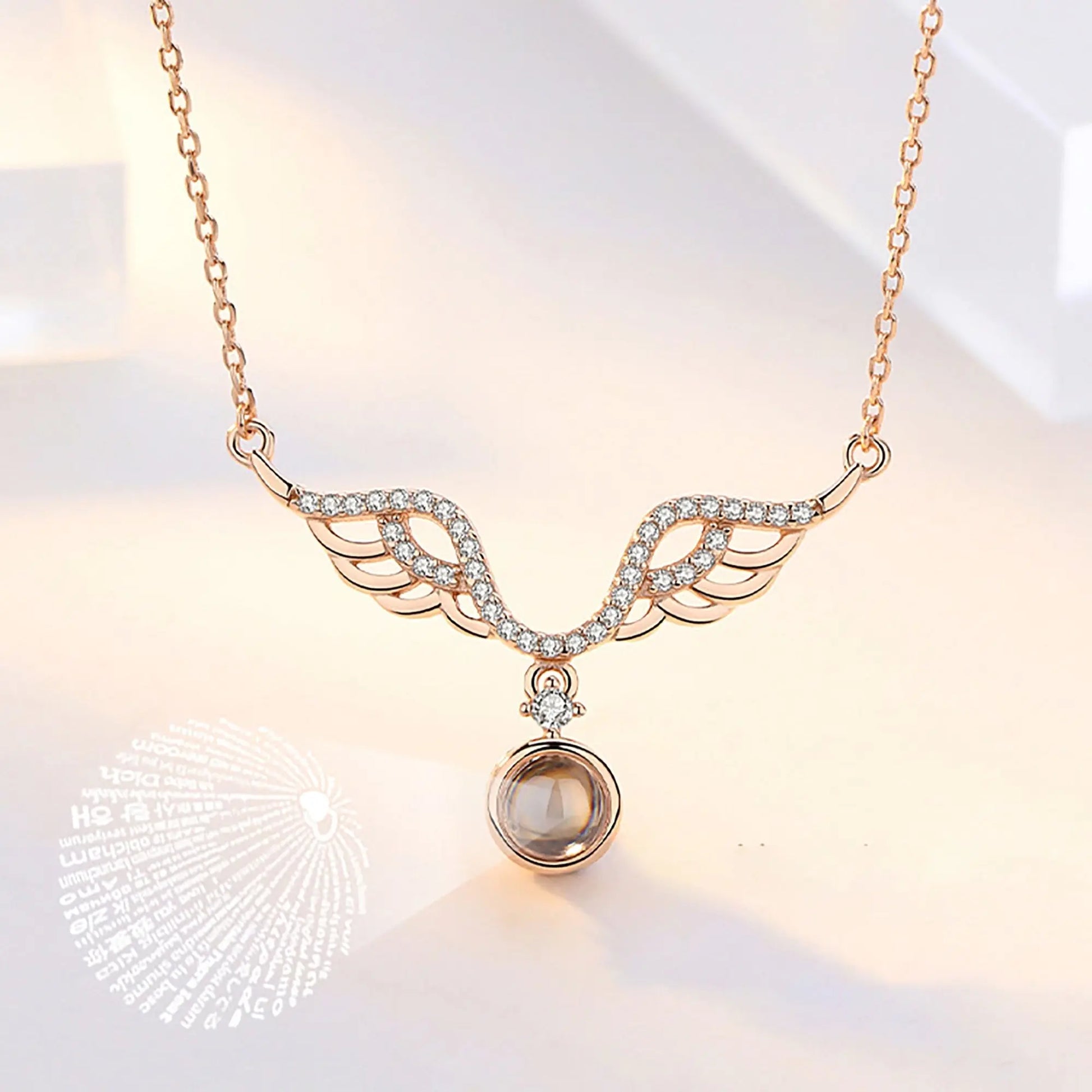 Customized 925 Silver 100 languages Projection Necklace Couple Memory Gifts - Blade & Thread
