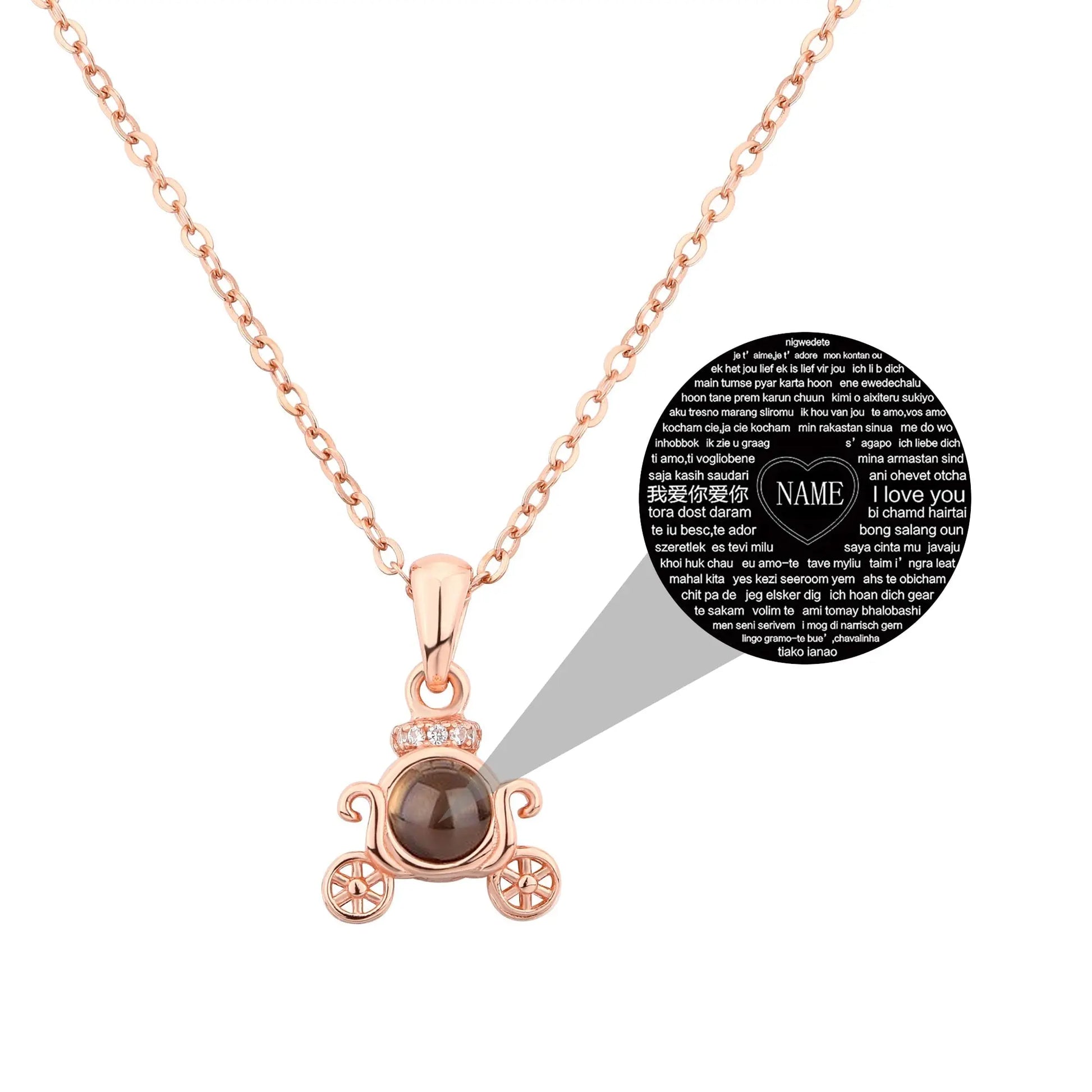Customized 925 Silver 100 languages Projection Necklace Couple Memory Gifts - Blade & Thread