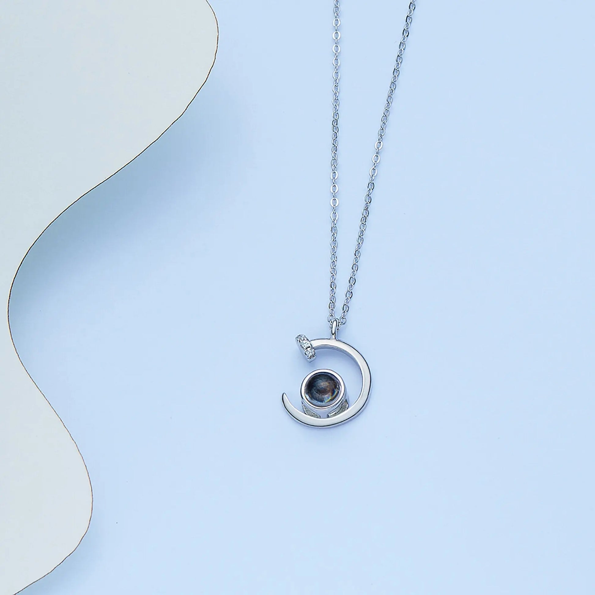 Customized 925 Silver photo Projection Necklace Couple Memory Gifts - Blade & Thread