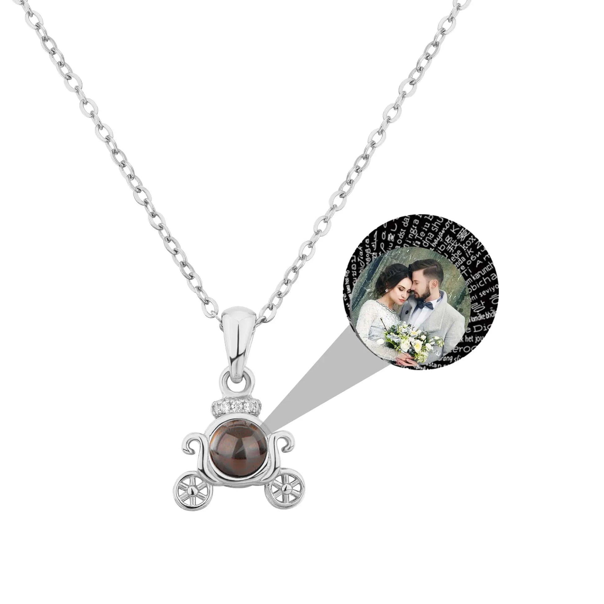 Customized 925 Silver photo Projection Necklace Couple Memory Gifts - Blade & Thread