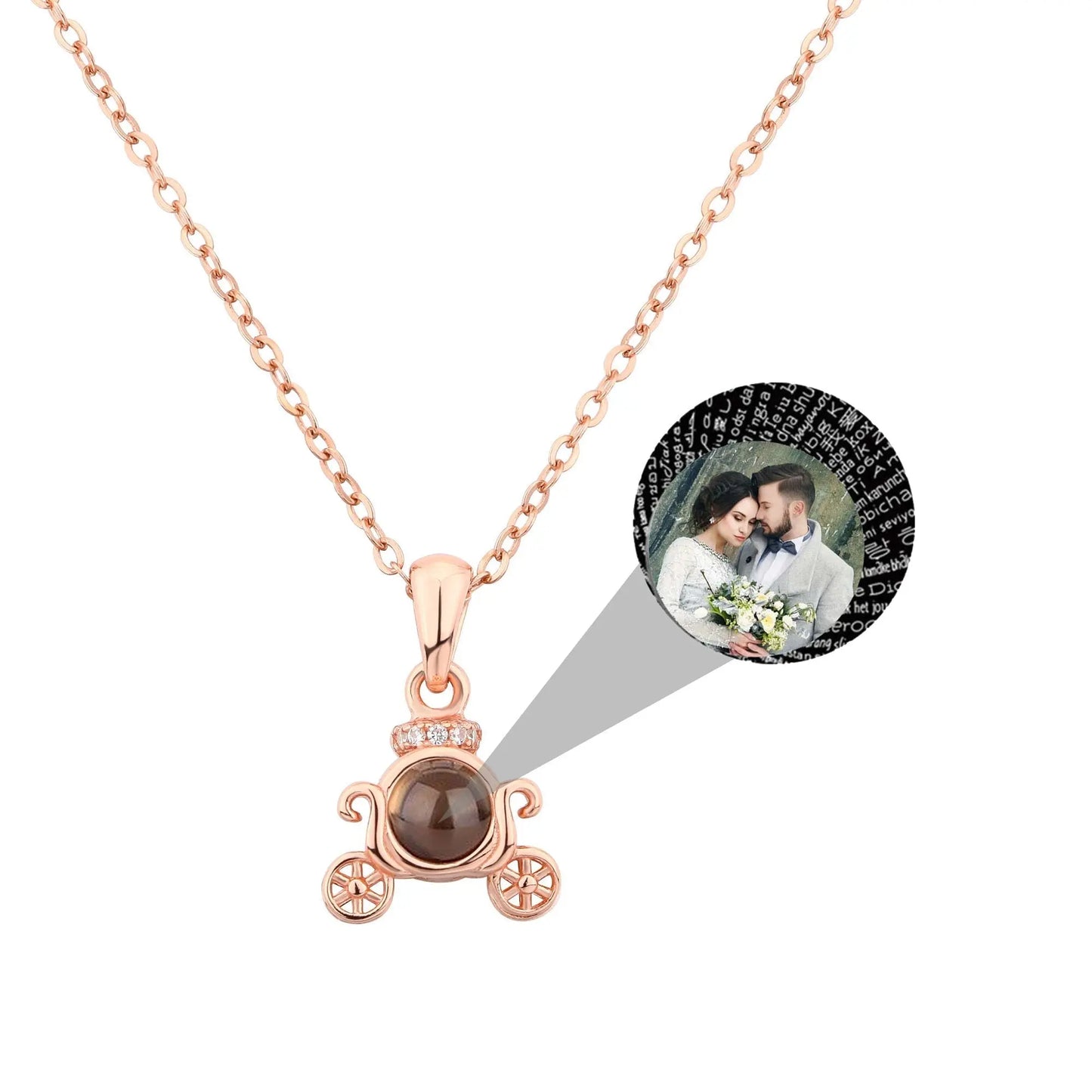 Customized 925 Silver photo Projection Necklace Couple Memory Gifts - Blade & Thread
