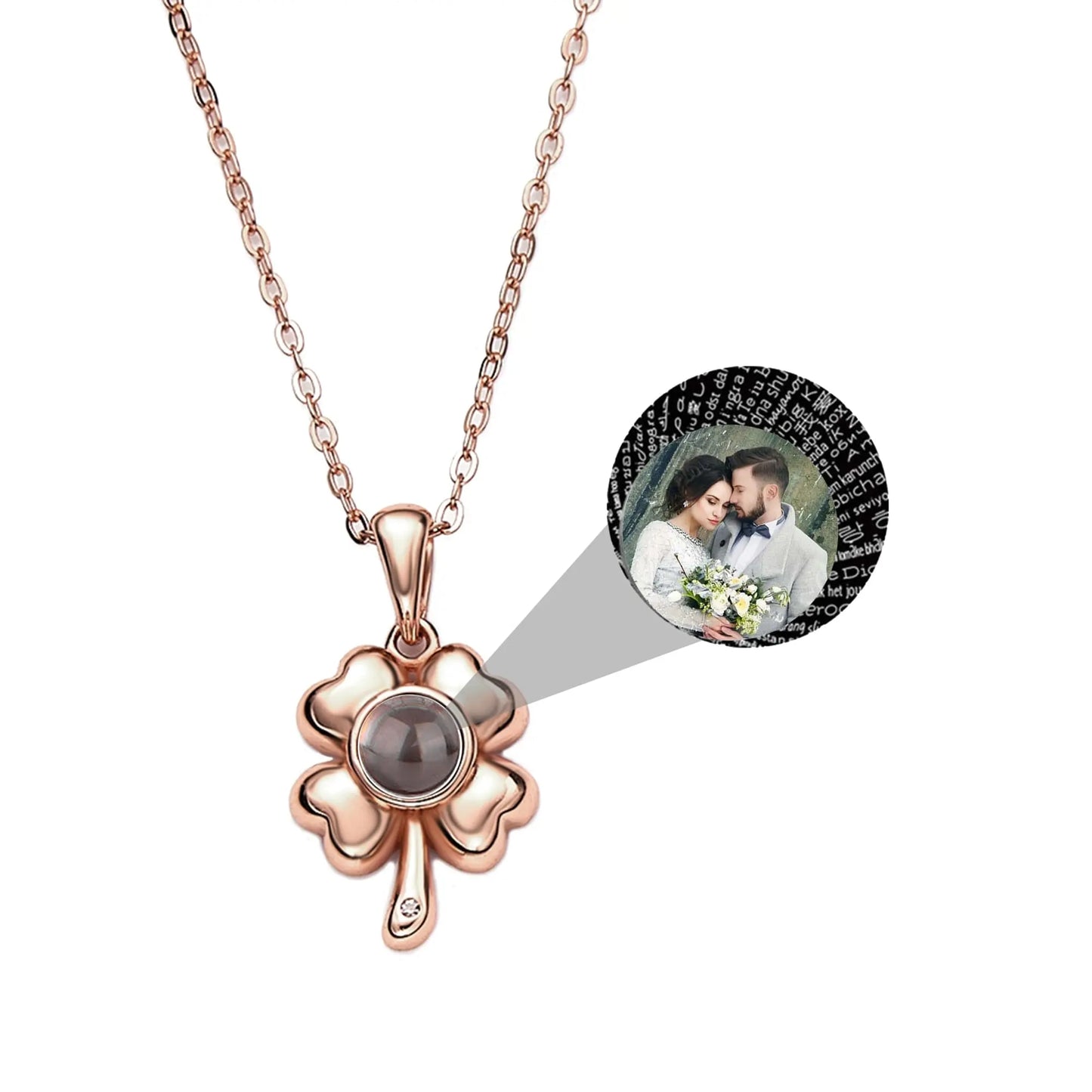 Customized 925 Silver photo Projection Necklace Couple Memory Gifts - Blade & Thread