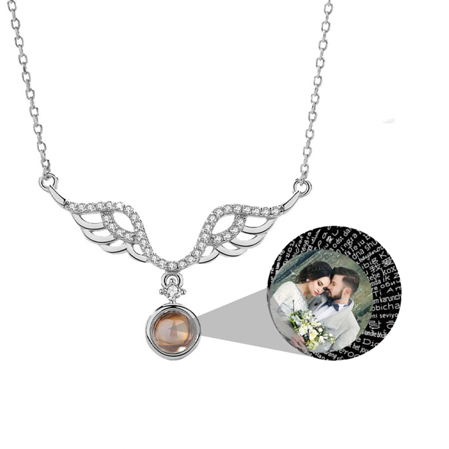 Customized 925 Silver photo Projection Necklace Couple Memory Gifts - Blade & Thread