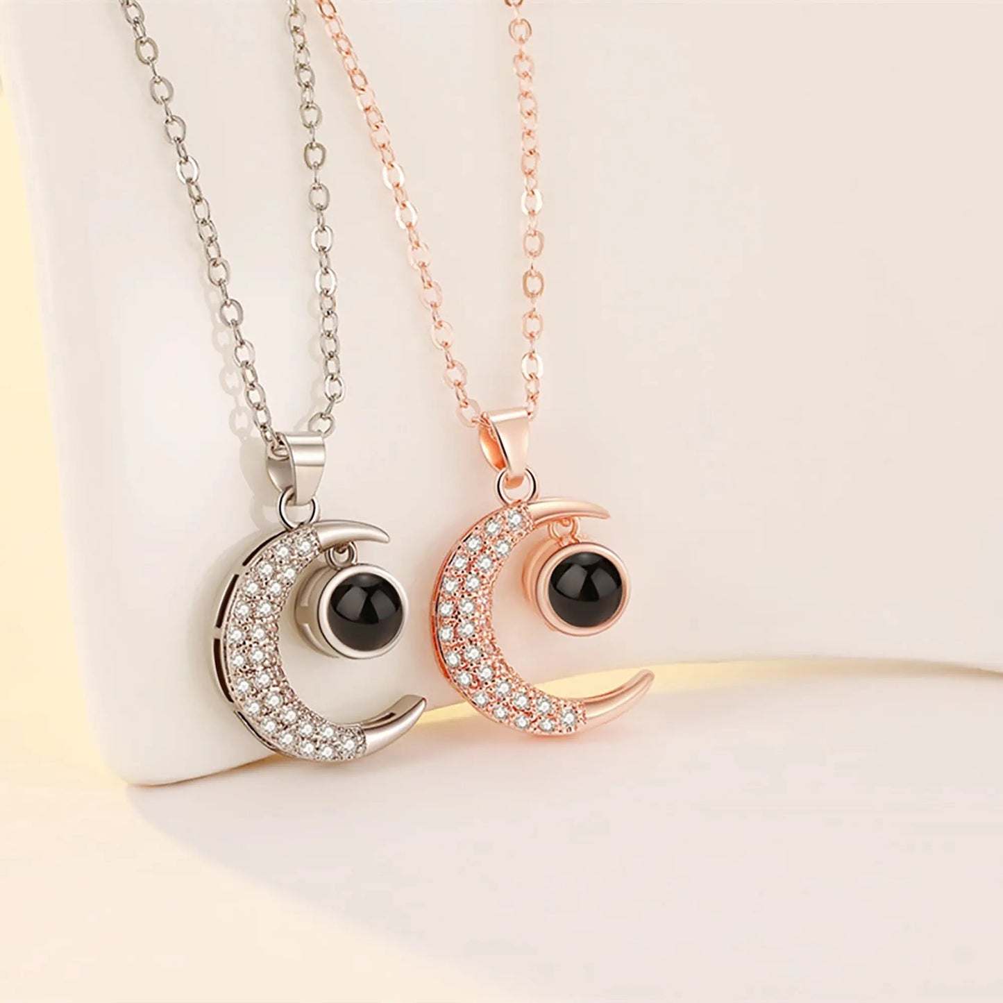 Customized 925 Silver photo Projection Necklace Couple Memory Gifts - Blade & Thread