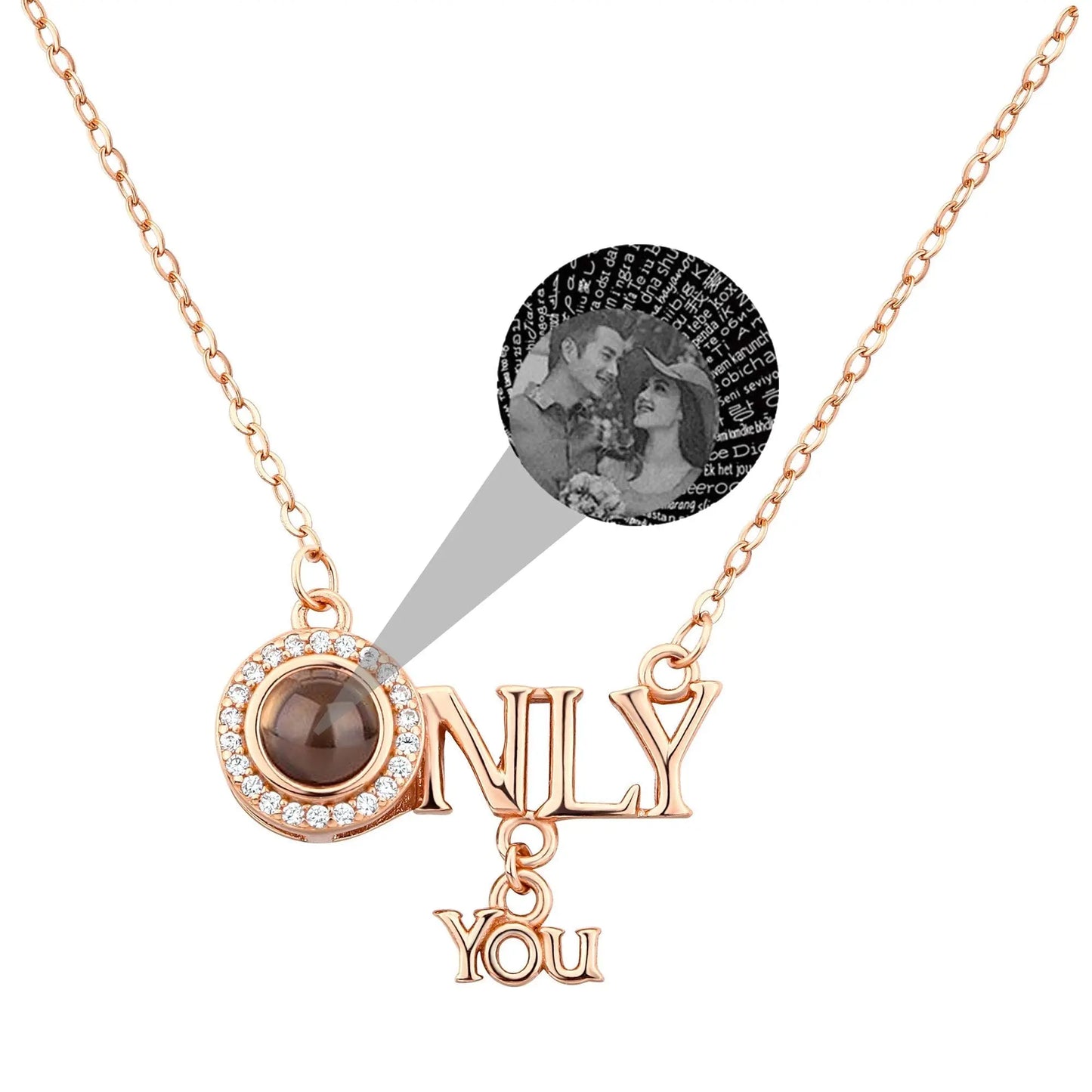 Customized 925 Silver photo Projection Necklace Couple Memory Gifts - Blade & Thread