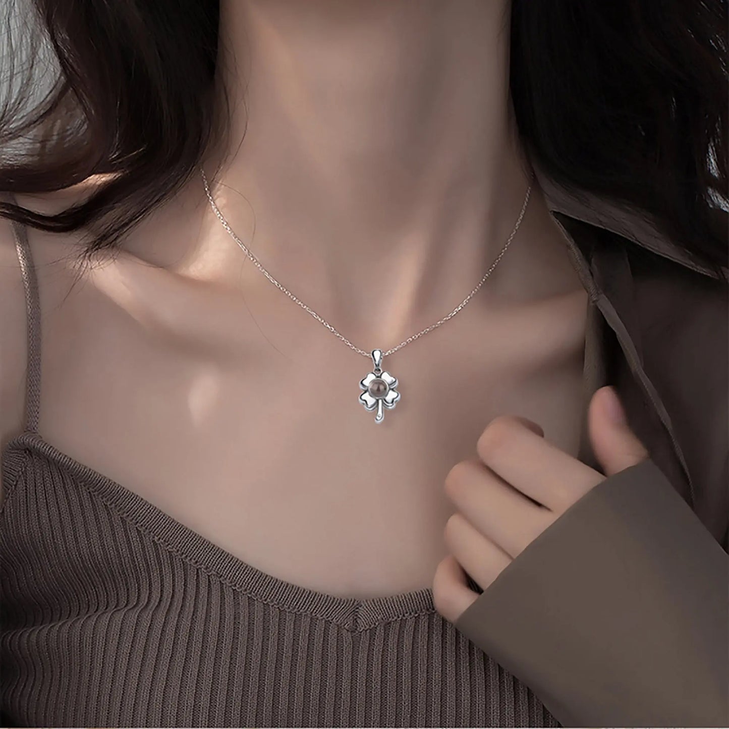 Customized 925 Silver photo Projection Necklace Couple Memory Gifts - Blade & Thread