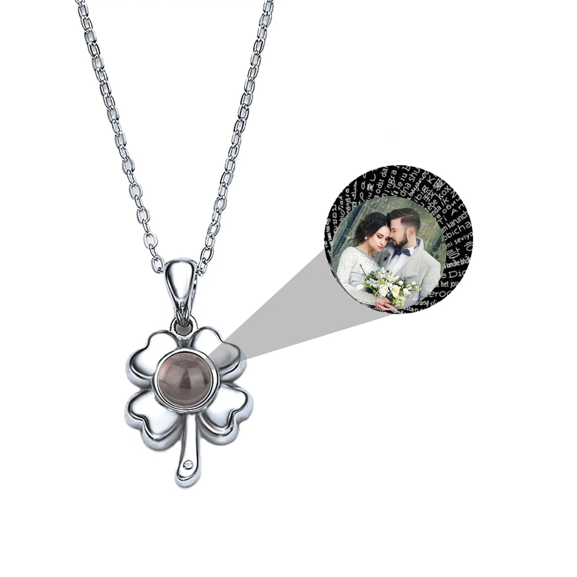 Customized 925 Silver photo Projection Necklace Couple Memory Gifts - Blade & Thread