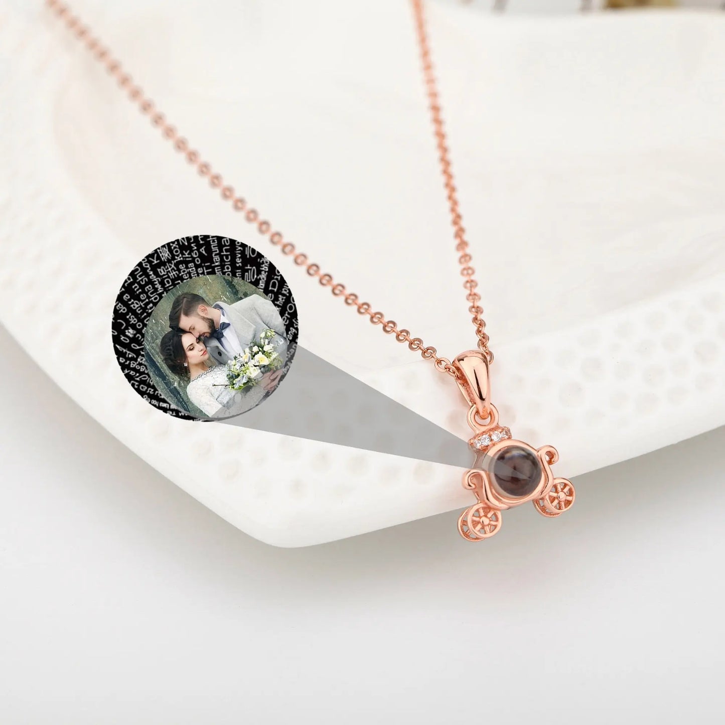 Customized 925 Silver photo Projection Necklace Couple Memory Gifts - Blade & Thread