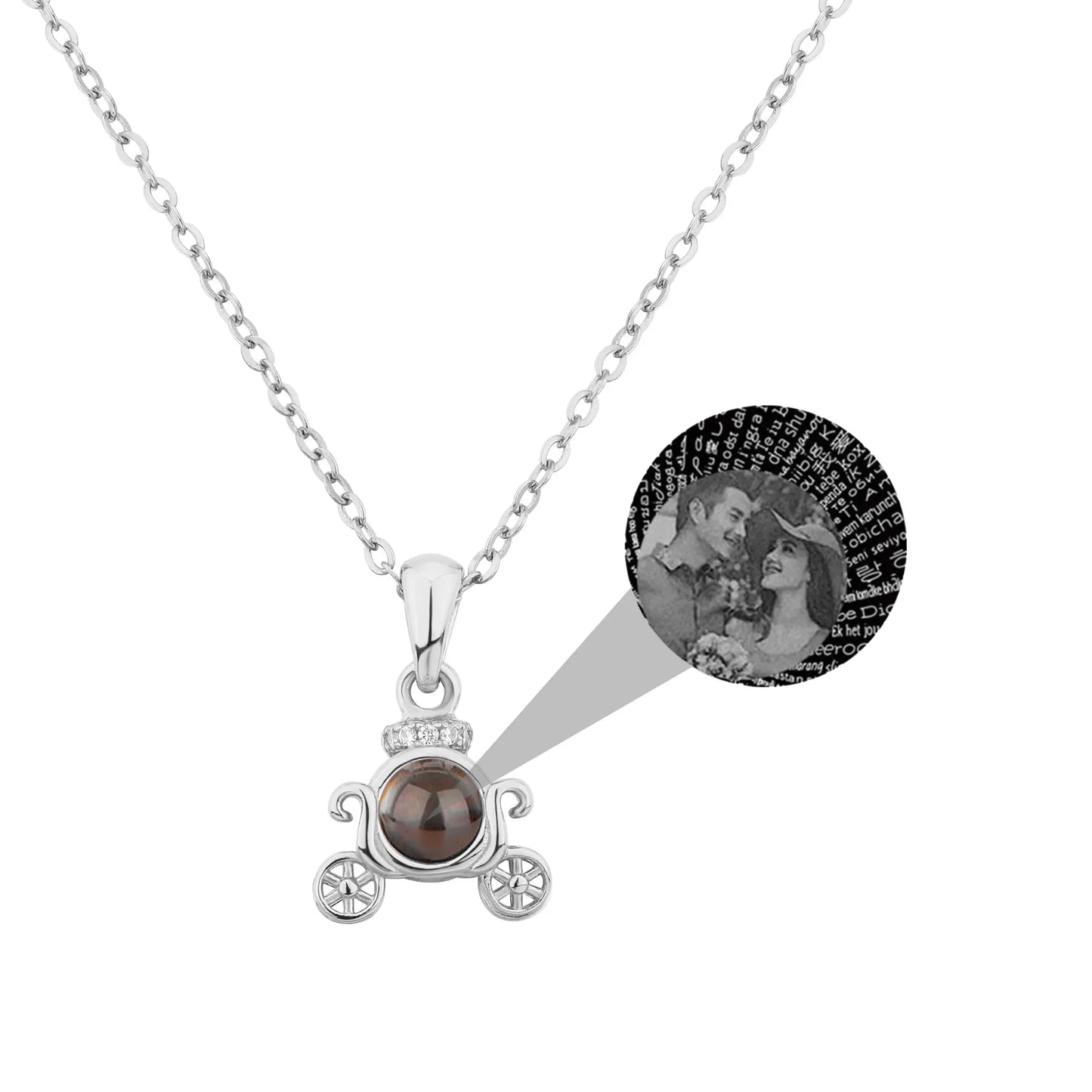 Customized 925 Silver photo Projection Necklace Couple Memory Gifts - Blade & Thread