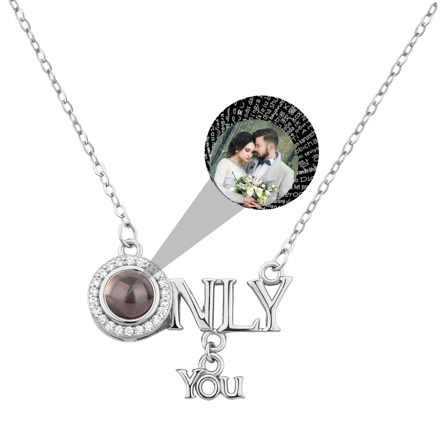 Customized 925 Silver photo Projection Necklace Couple Memory Gifts - Blade & Thread