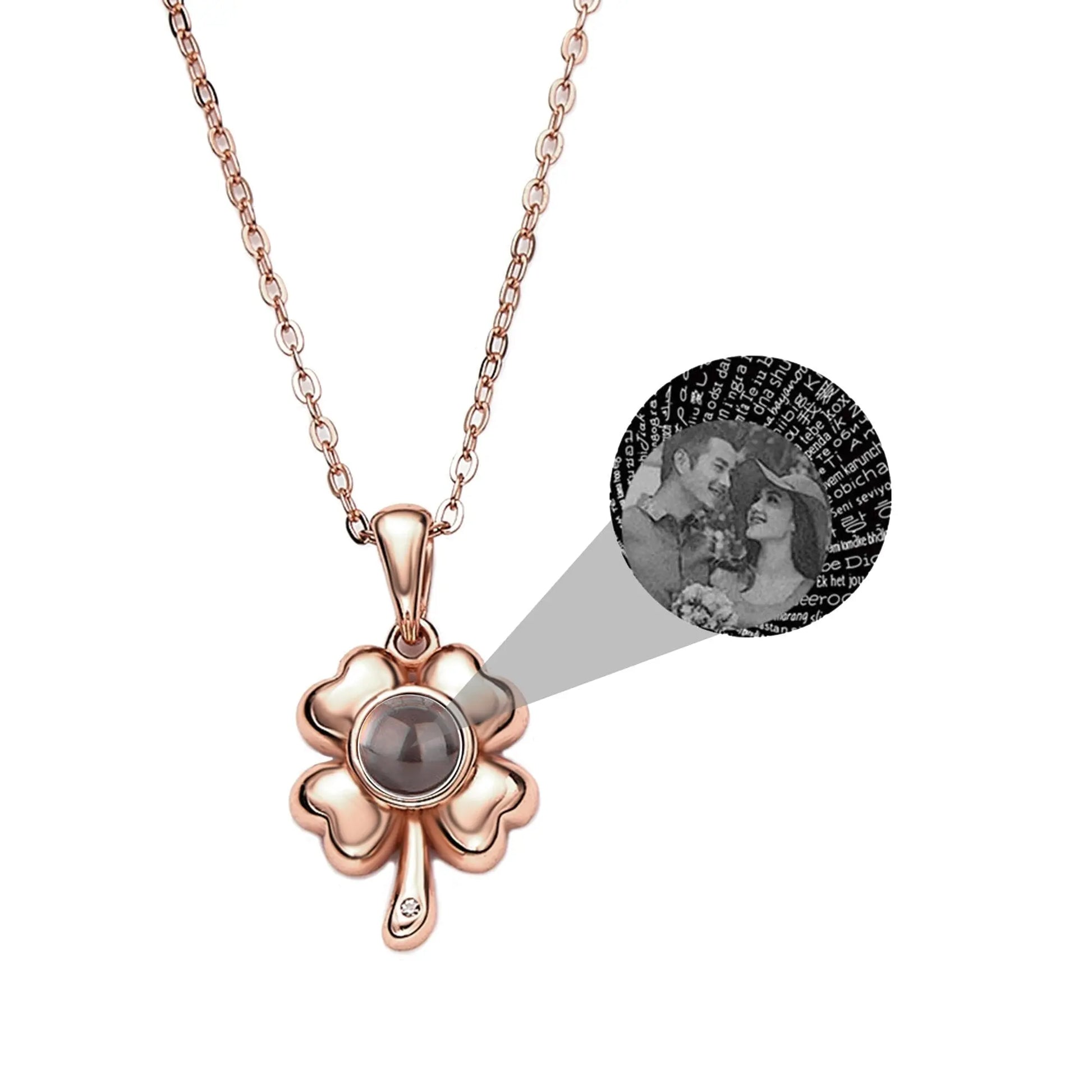 Customized 925 Silver photo Projection Necklace Couple Memory Gifts - Blade & Thread