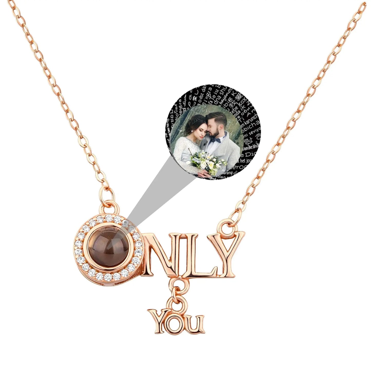 Customized 925 Silver photo Projection Necklace Couple Memory Gifts - Blade & Thread