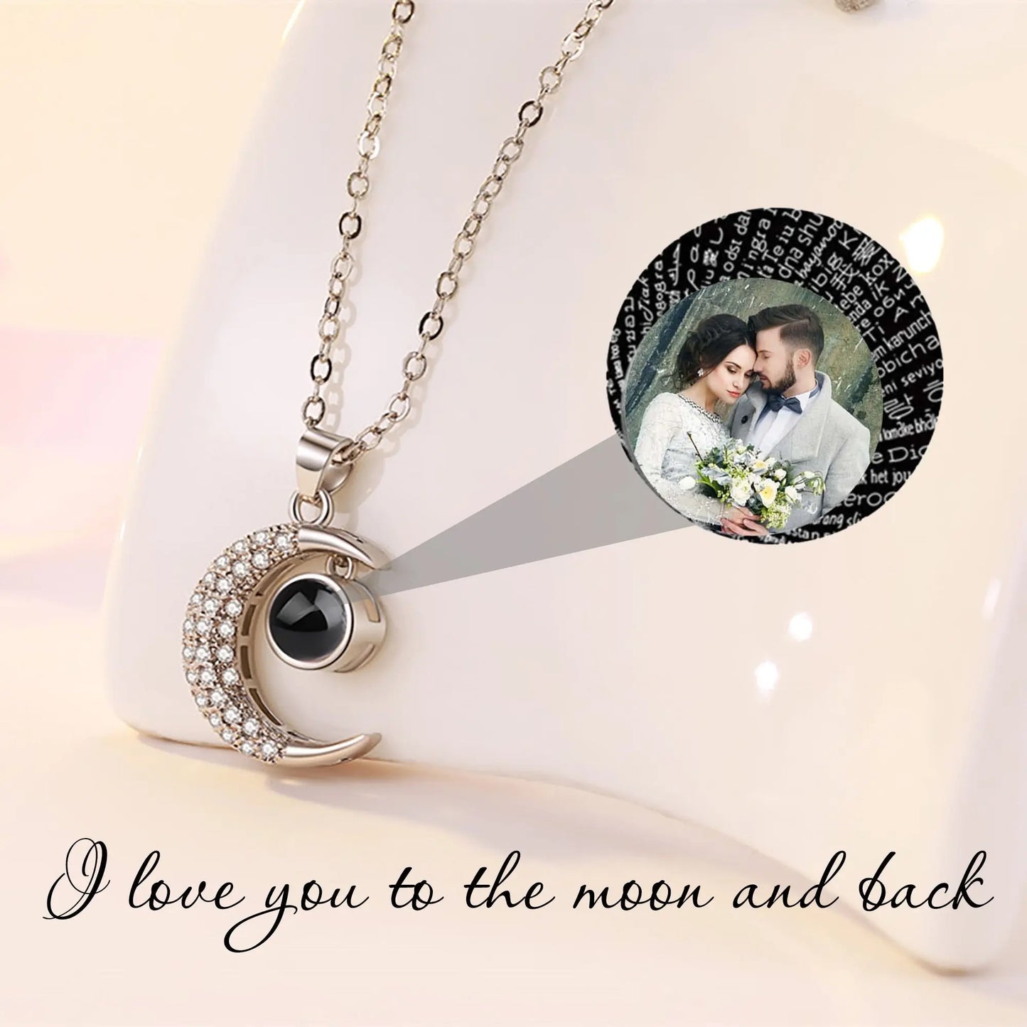 Customized 925 Silver photo Projection Necklace Couple Memory Gifts - Blade & Thread