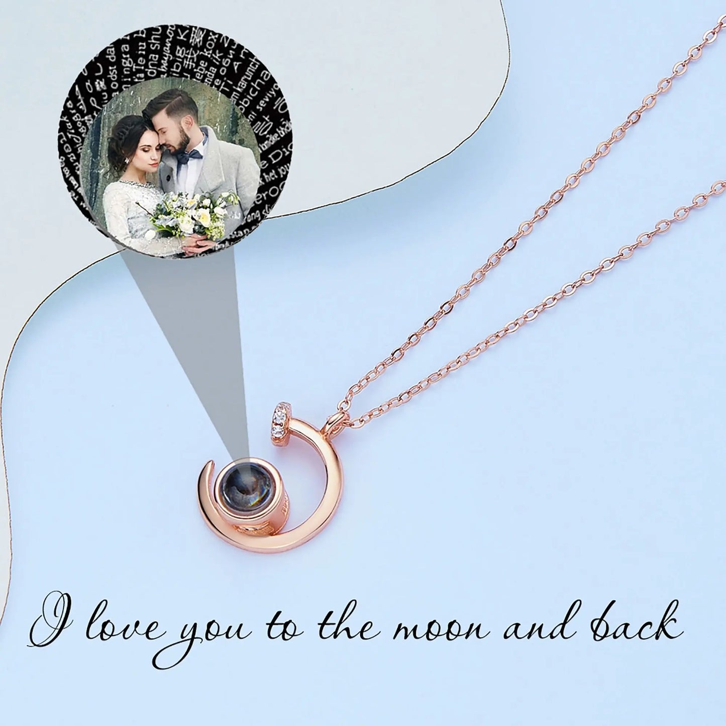 Customized 925 Silver photo Projection Necklace Couple Memory Gifts - Blade & Thread