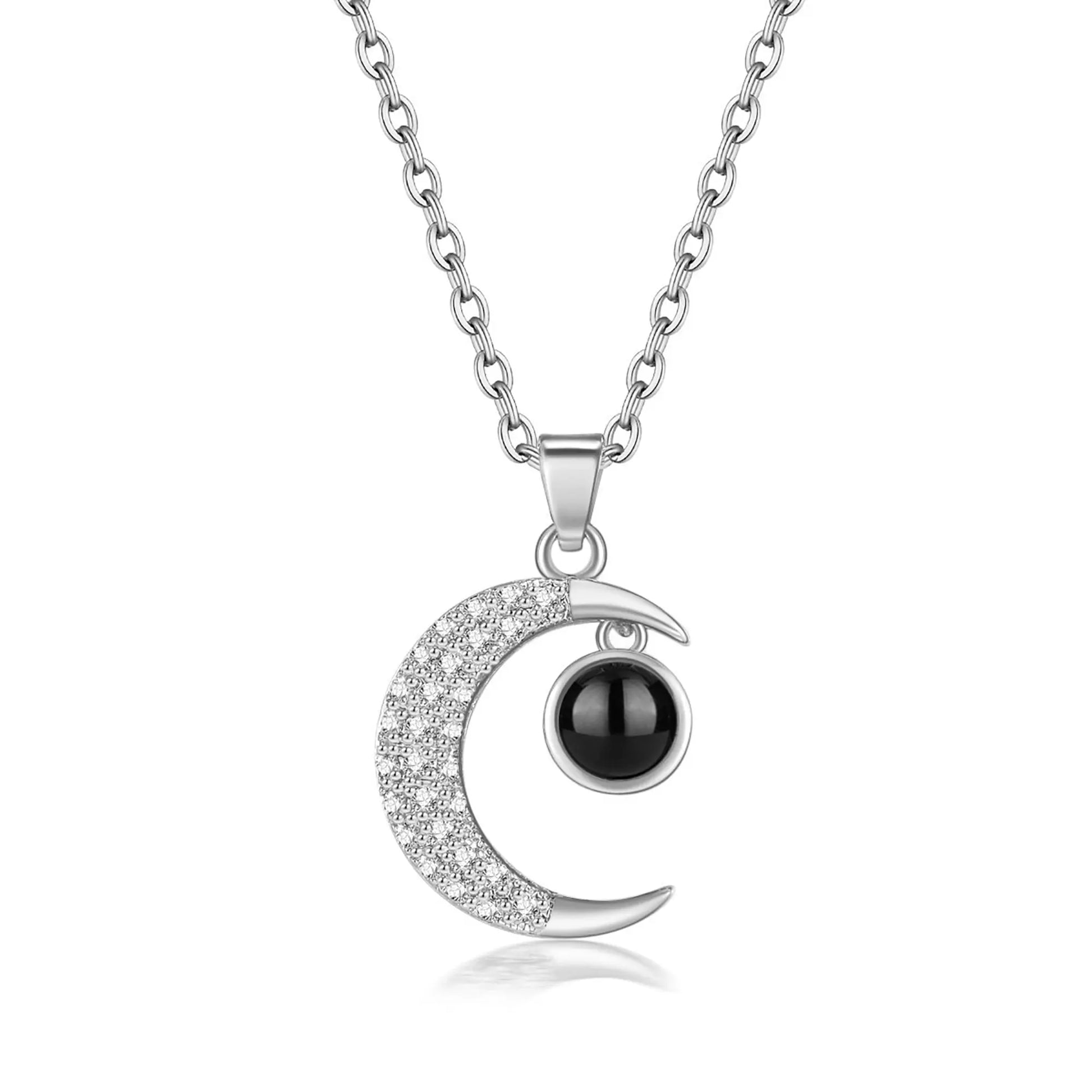 Customized 925 Silver photo Projection Necklace Couple Memory Gifts - Blade & Thread