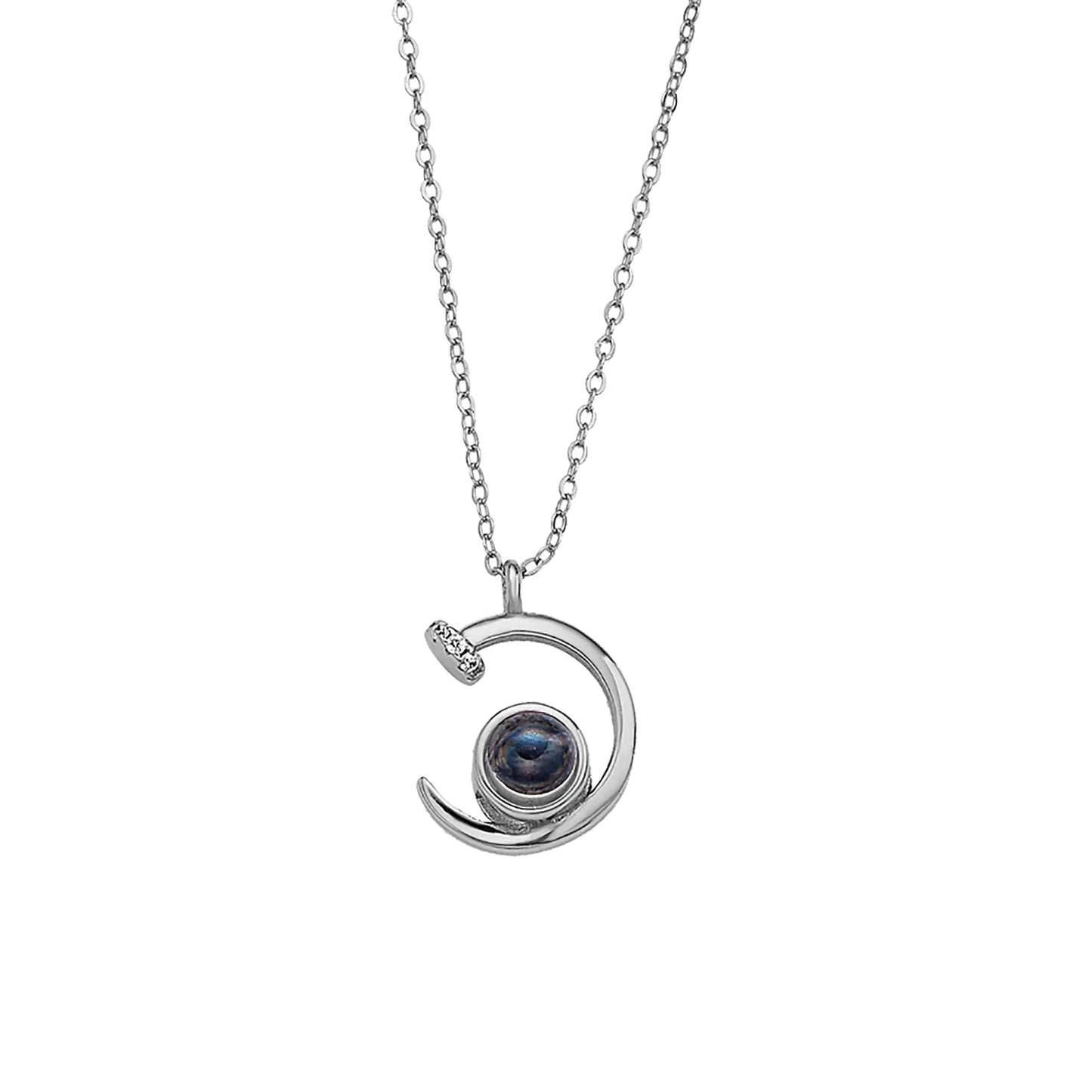 Customized 925 Silver photo Projection Necklace Couple Memory Gifts - Blade & Thread