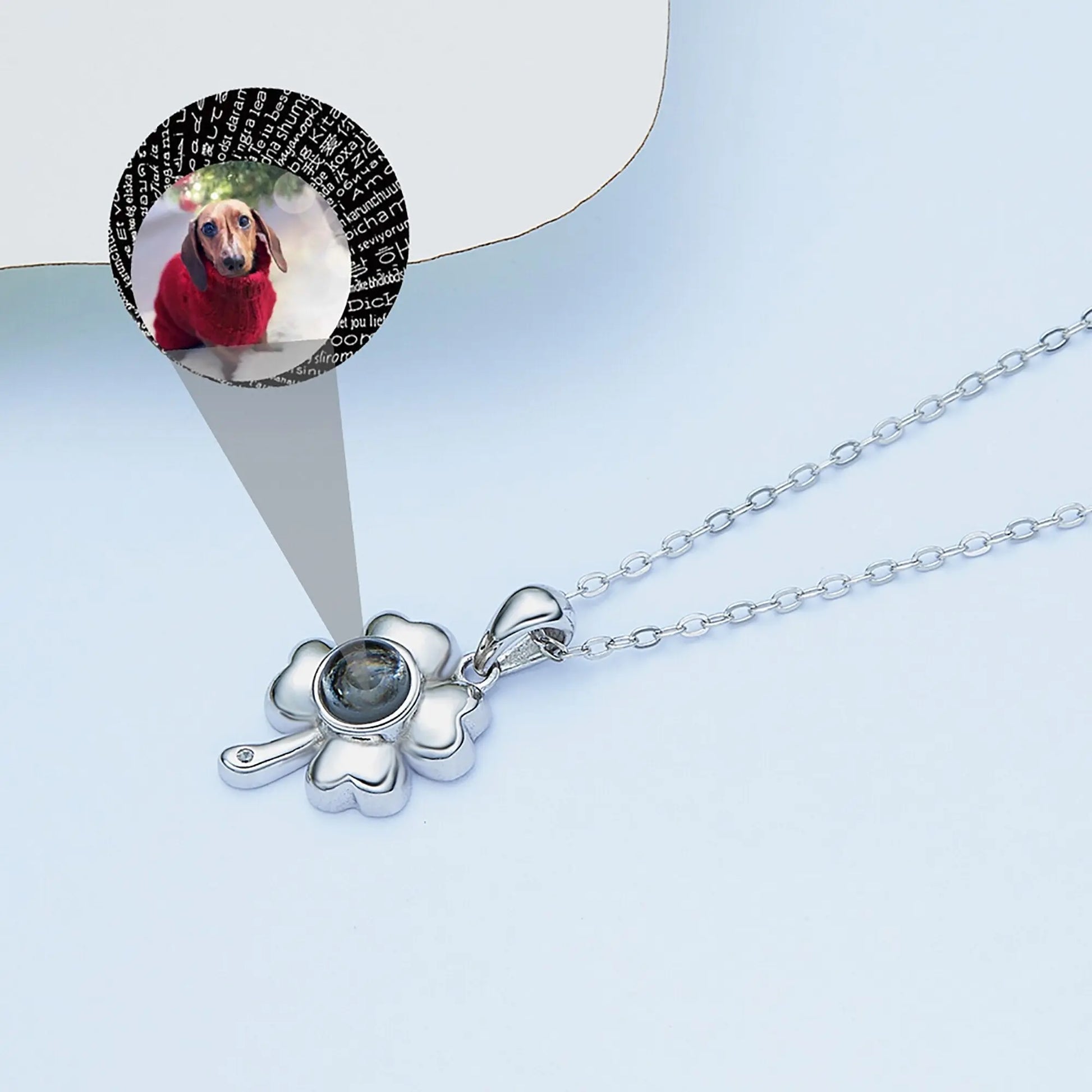 Customized 925 Silver photo Projection Necklace Couple Memory Gifts - Blade & Thread