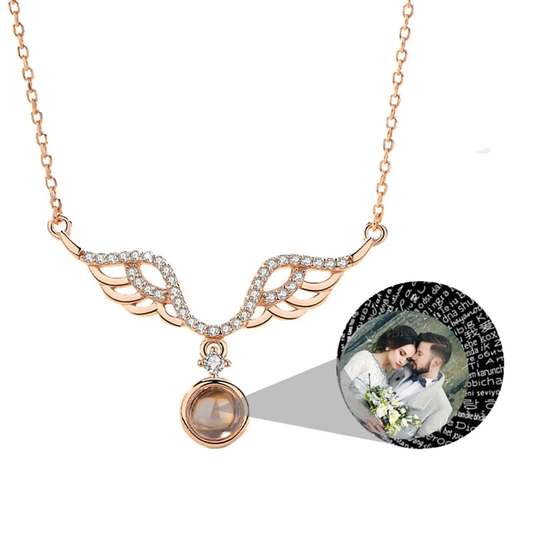 Customized 925 Silver photo Projection Necklace Couple Memory Gifts - Blade & Thread