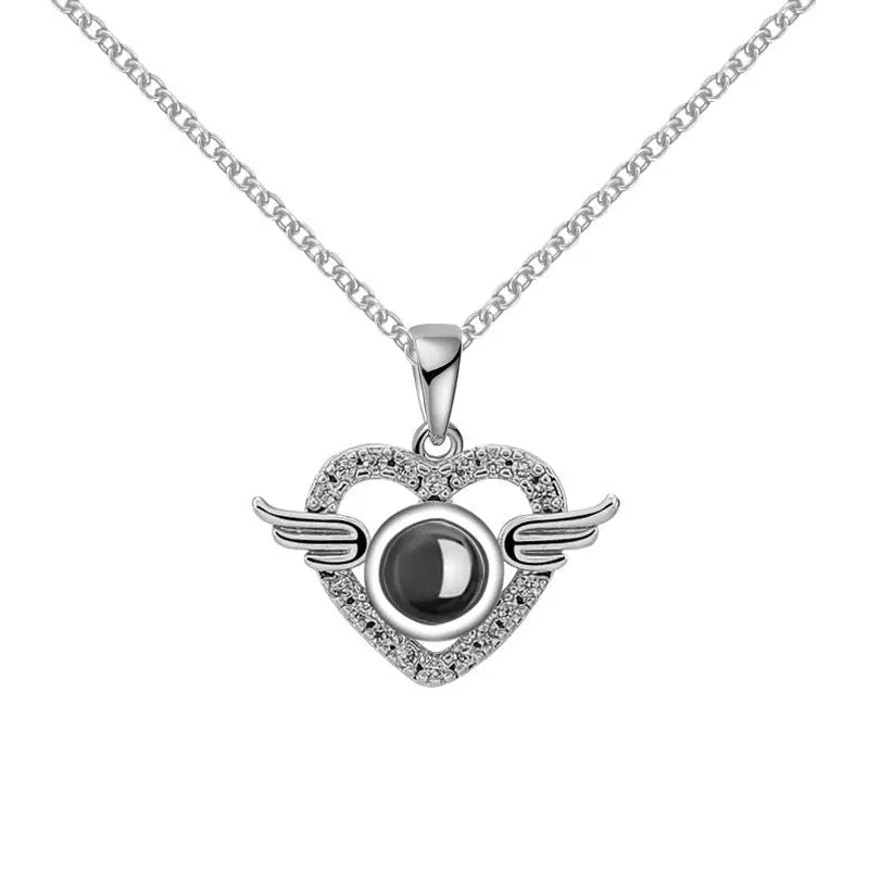 Customized Angel Projection Necklace with Diamonds - Blade & Thread