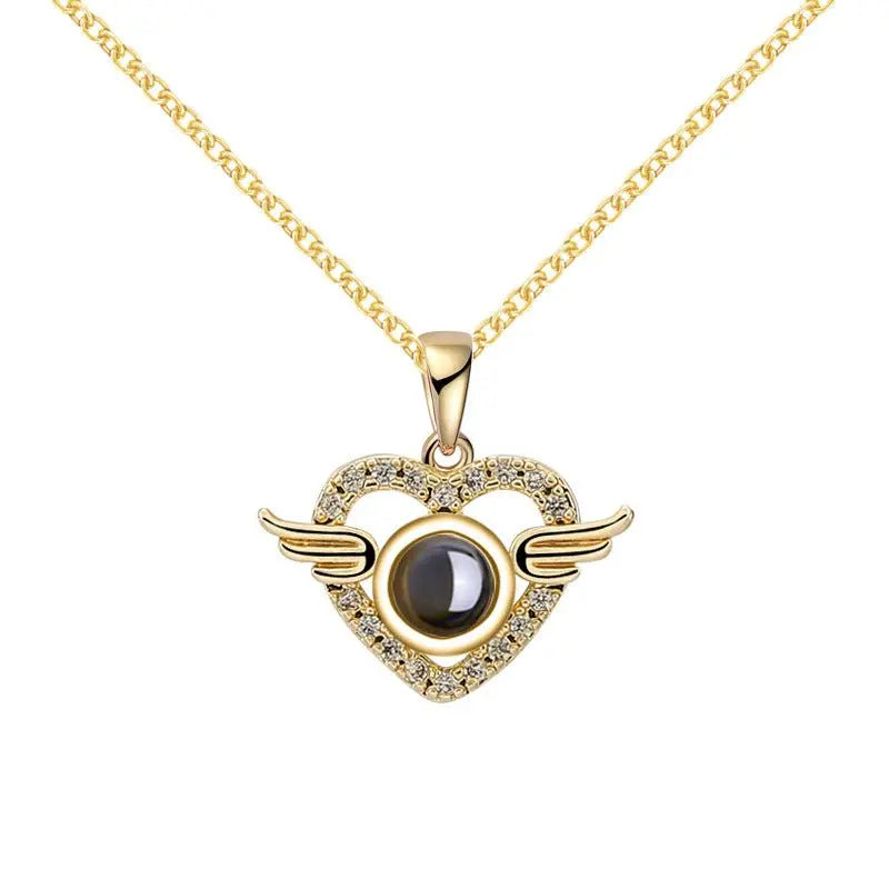 Customized Angel Projection Necklace with Diamonds - Blade & Thread