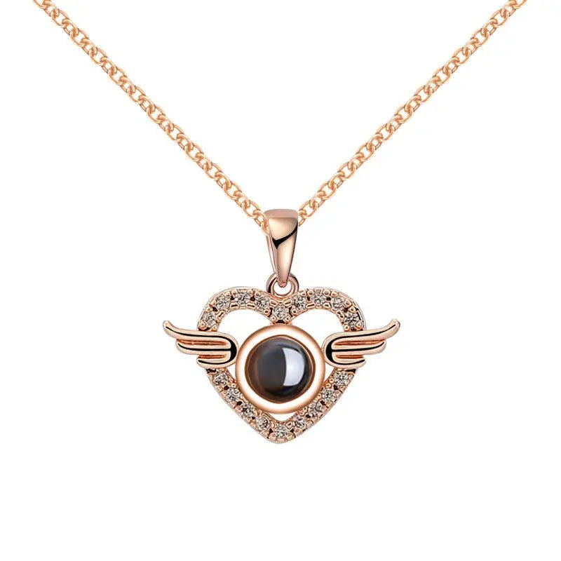 Customized Angel Projection Necklace with Diamonds nowadaysfashion