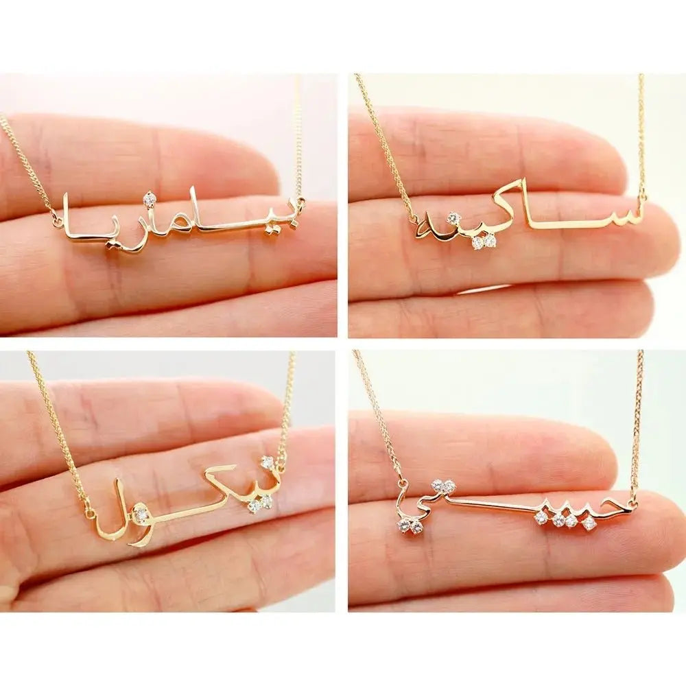 Customized Arabic writing necklace zircon 18K gold necklace - Blade & Thread