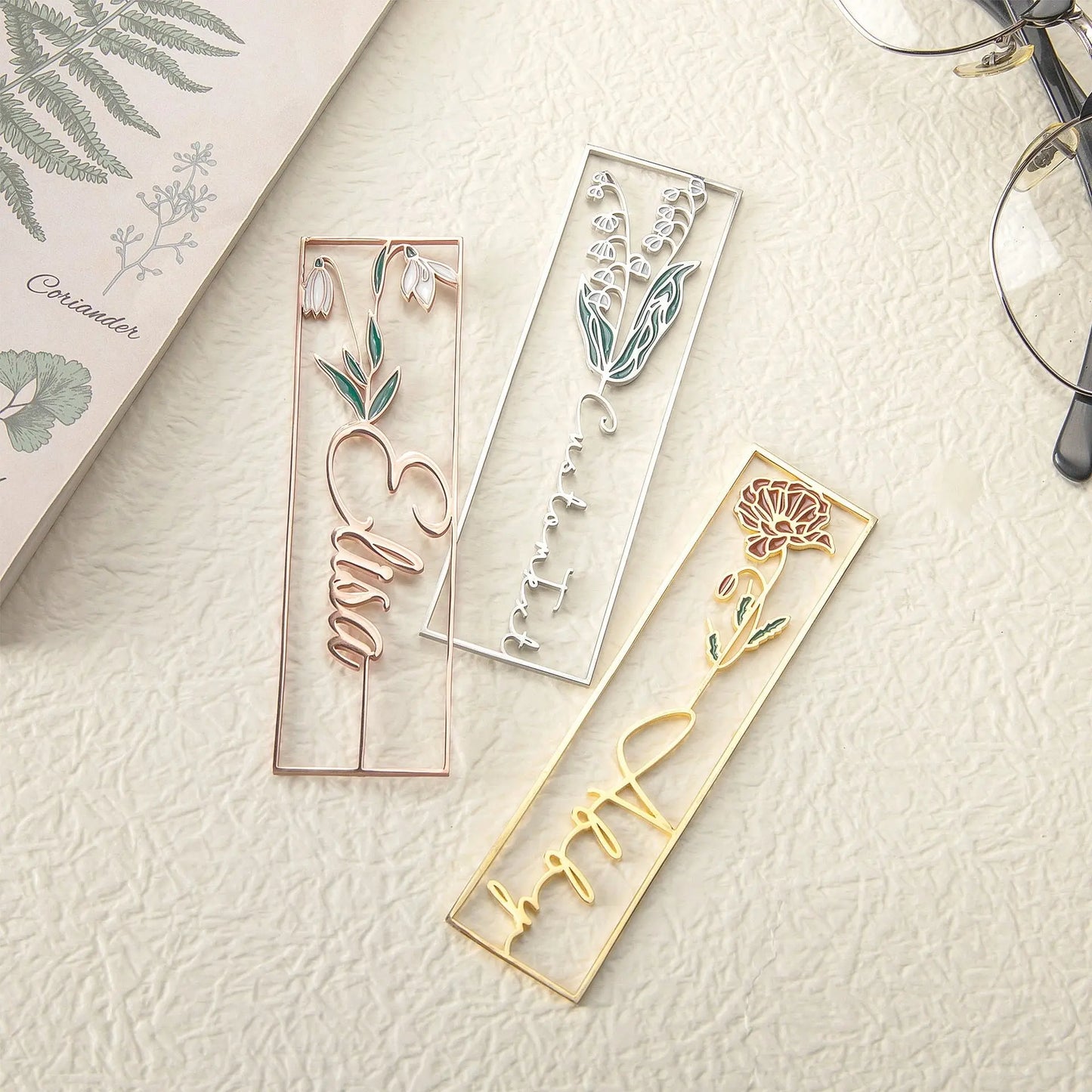 customized birthday flower name Color dripping oil bookmark - Blade & Thread
