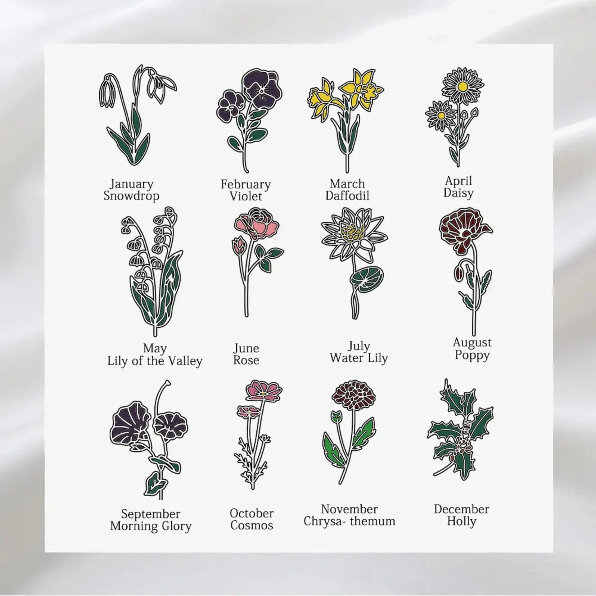 customized birthday flower name Color dripping oil bookmark nowadaysfashion