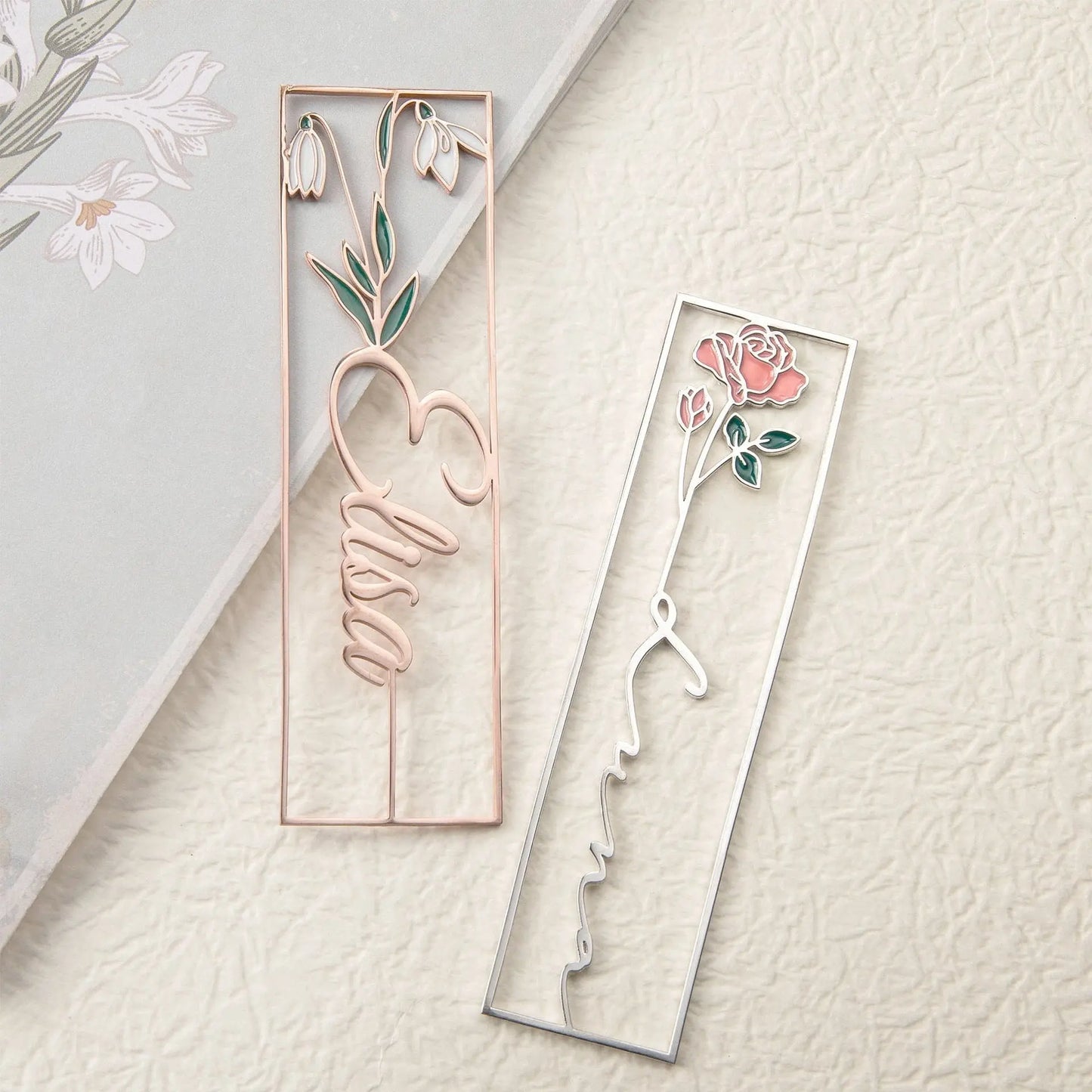 customized birthday flower name Color dripping oil bookmark - Blade & Thread