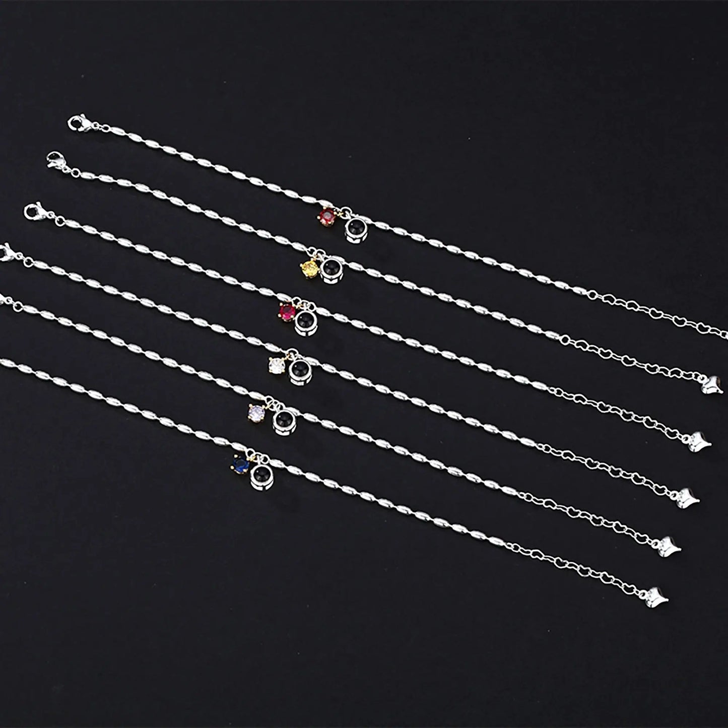 Customized birthstone and photo Circle Photo Bracelet Projection Bracelets - Blade & Thread