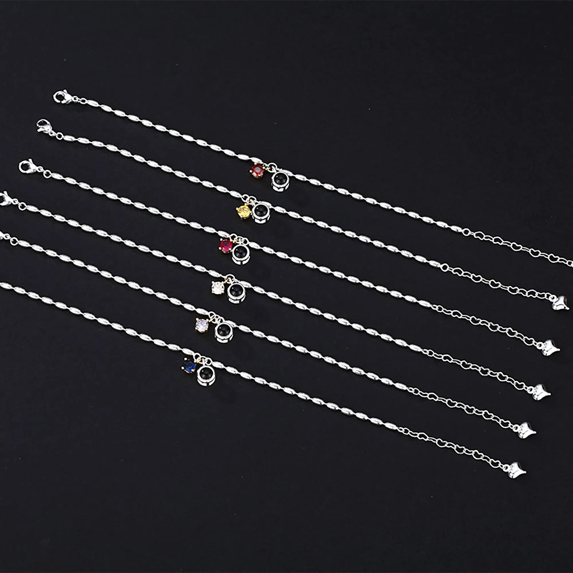 Customized birthstone and photo Circle Photo Bracelet Projection Bracelets - Blade & Thread