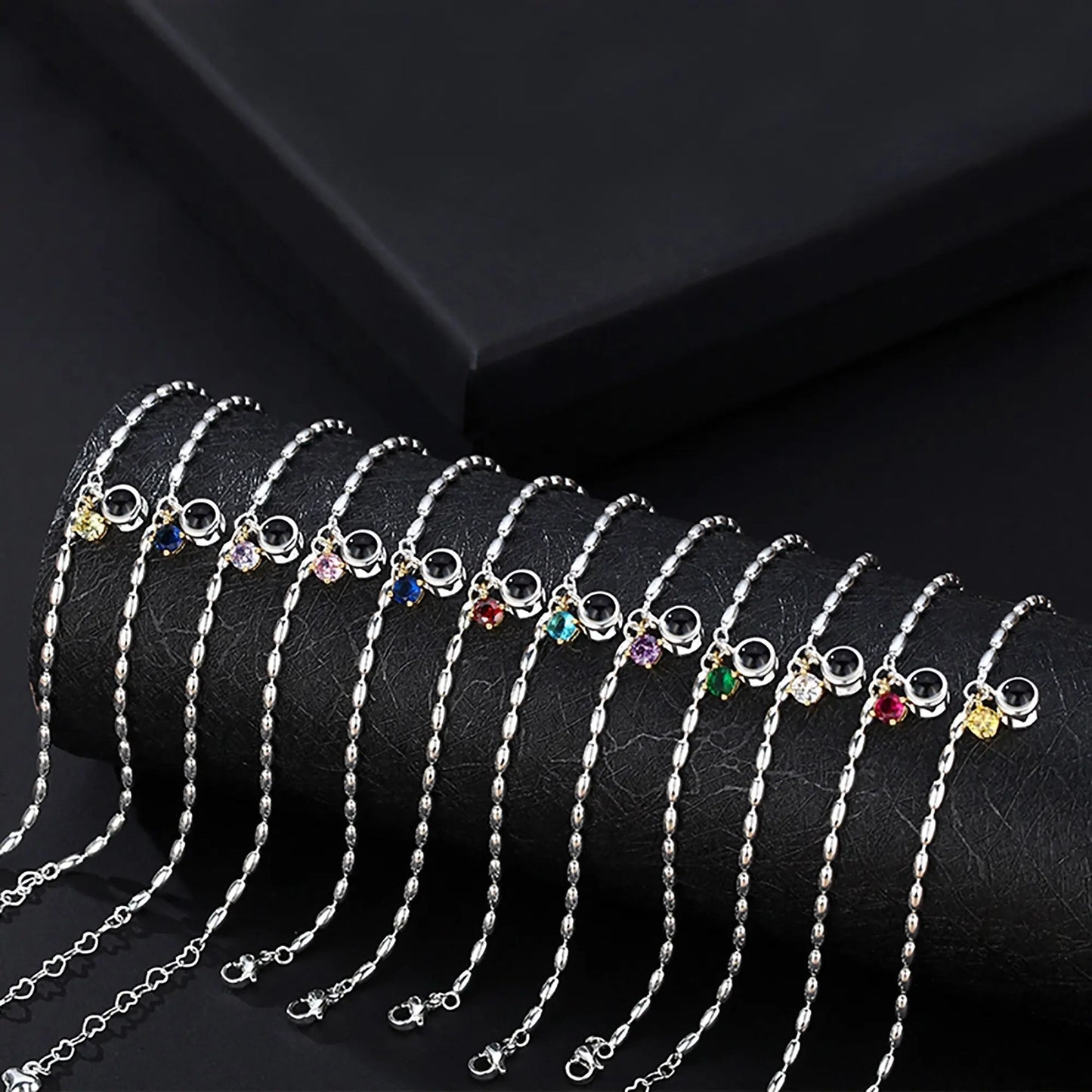 Customized birthstone and photo Circle Photo Bracelet Projection Bracelets - Blade & Thread