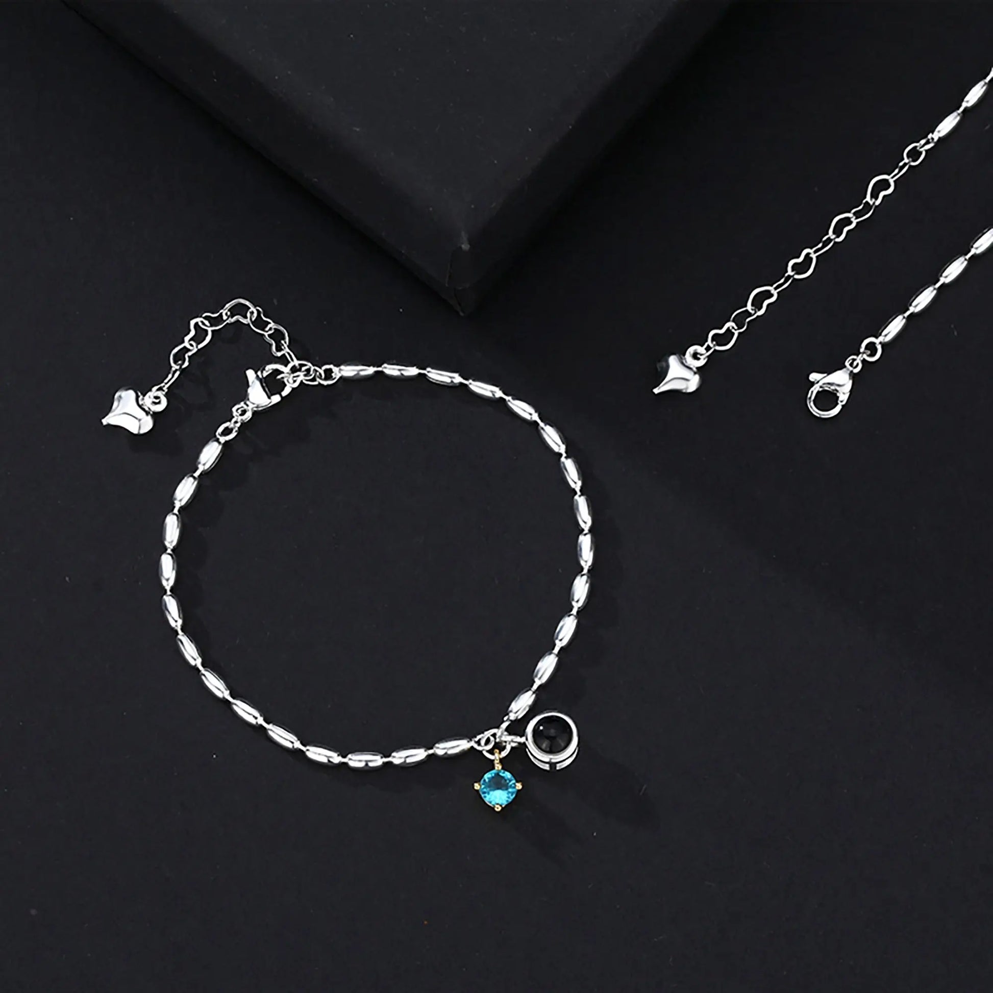Customized birthstone and photo Circle Photo Bracelet Projection Bracelets - Blade & Thread