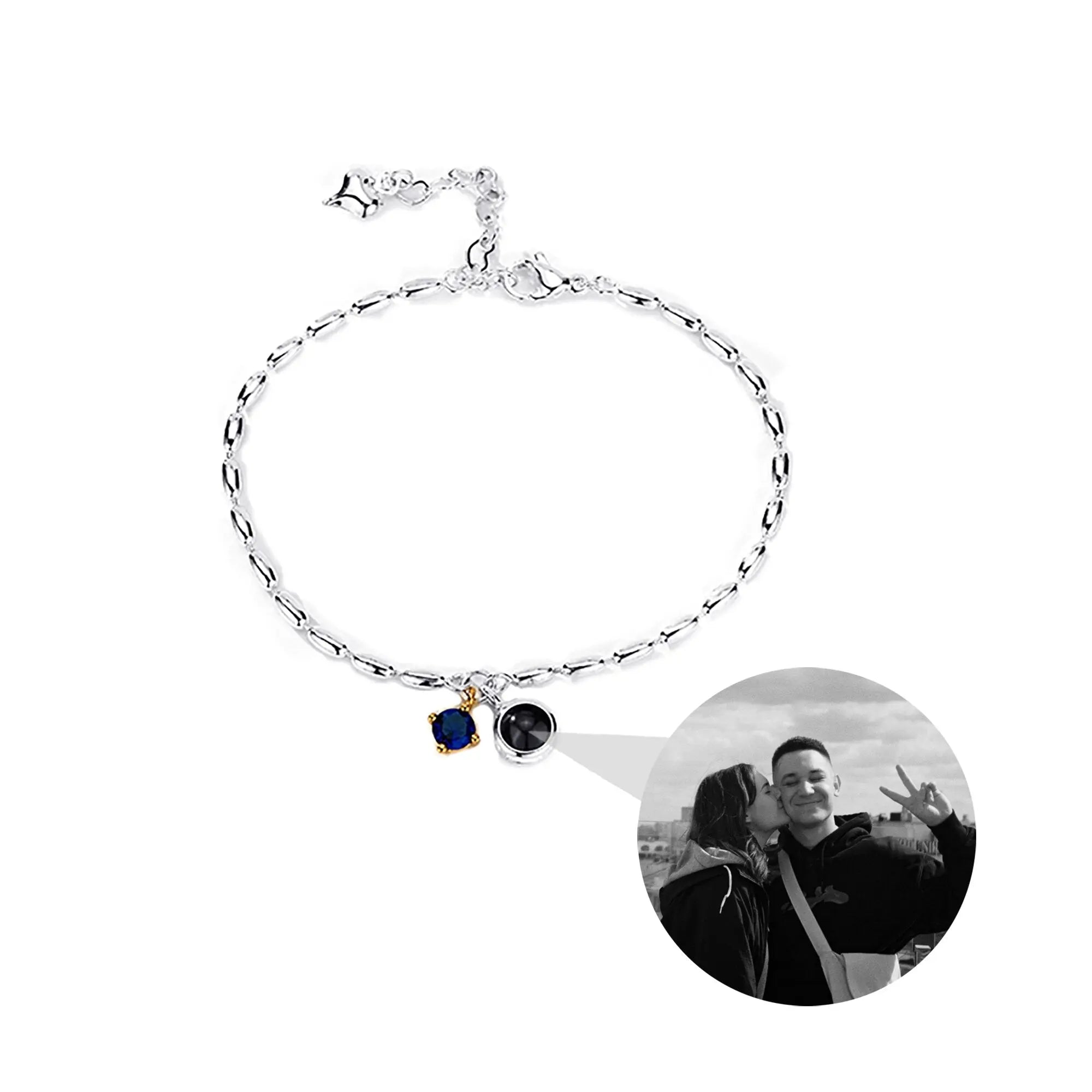 Customized birthstone and photo Circle Photo Bracelet Projection Bracelets nowadaysfashion
