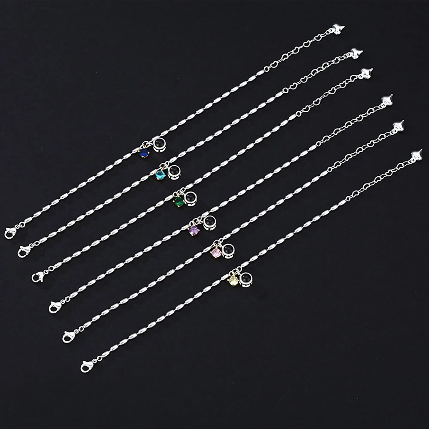 Customized birthstone and photo Circle Photo Bracelet Projection Bracelets - Blade & Thread