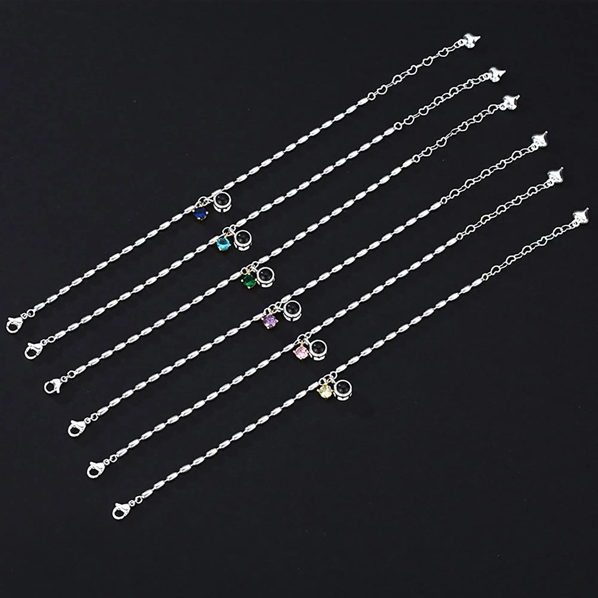 Customized birthstone and photo Circle Photo Bracelet Projection Bracelets - Blade & Thread