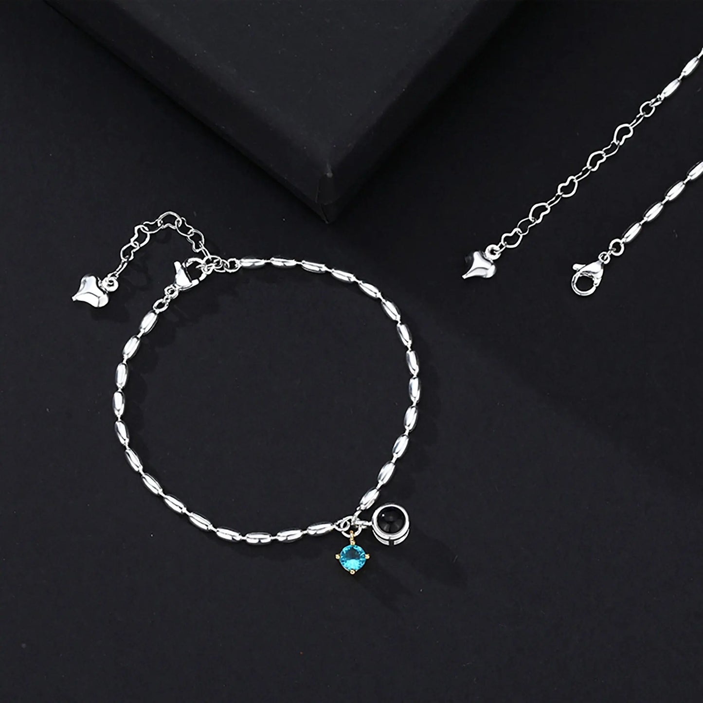 Customized birthstone and photo Circle Photo Bracelet Projection Bracelets - Blade & Thread