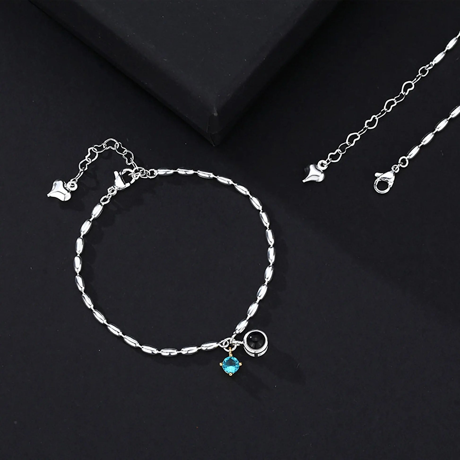 Customized birthstone and photo Circle Photo Bracelet Projection Bracelets - Blade & Thread
