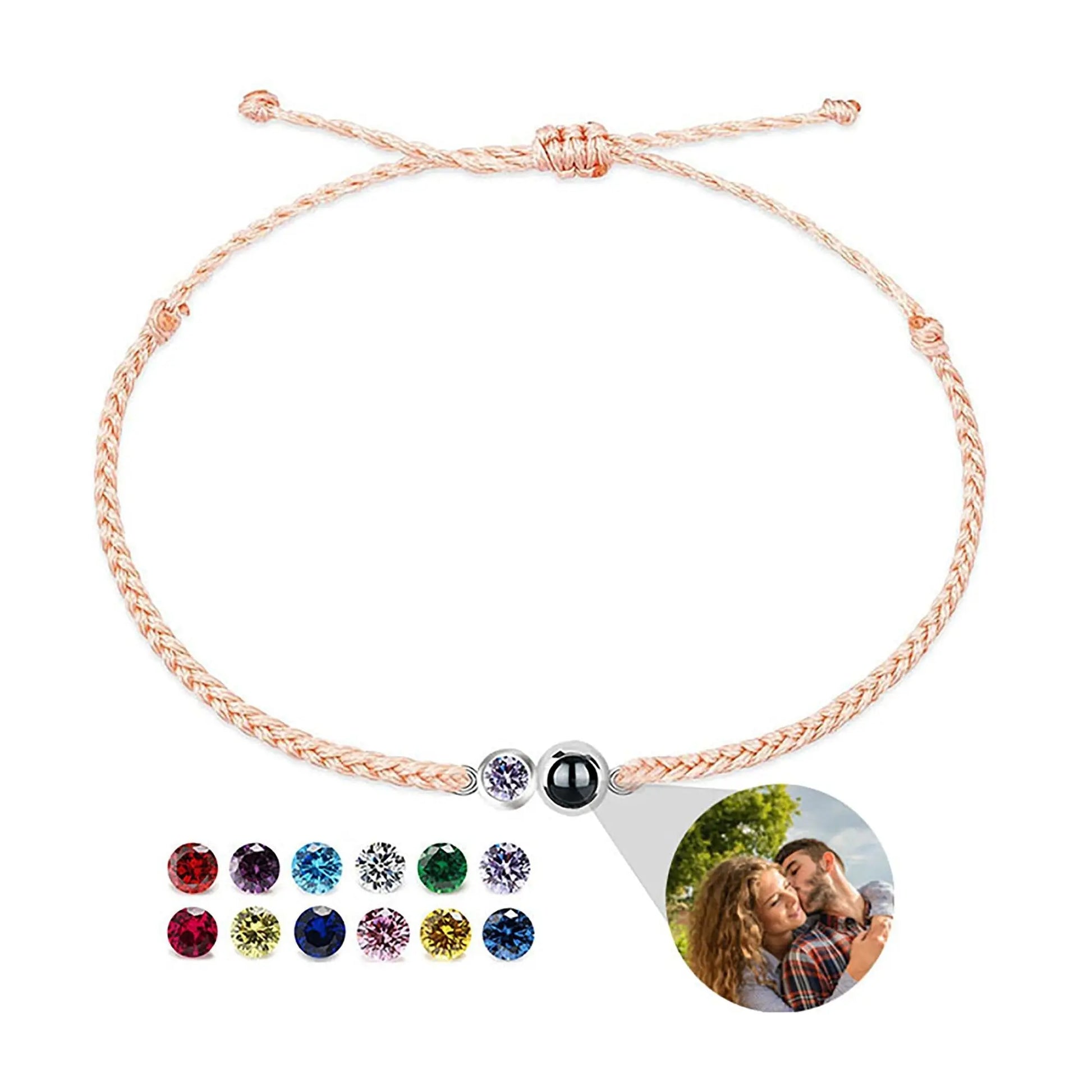Customized birthstone Personalized Circle Photo Bracelet - Blade & Thread