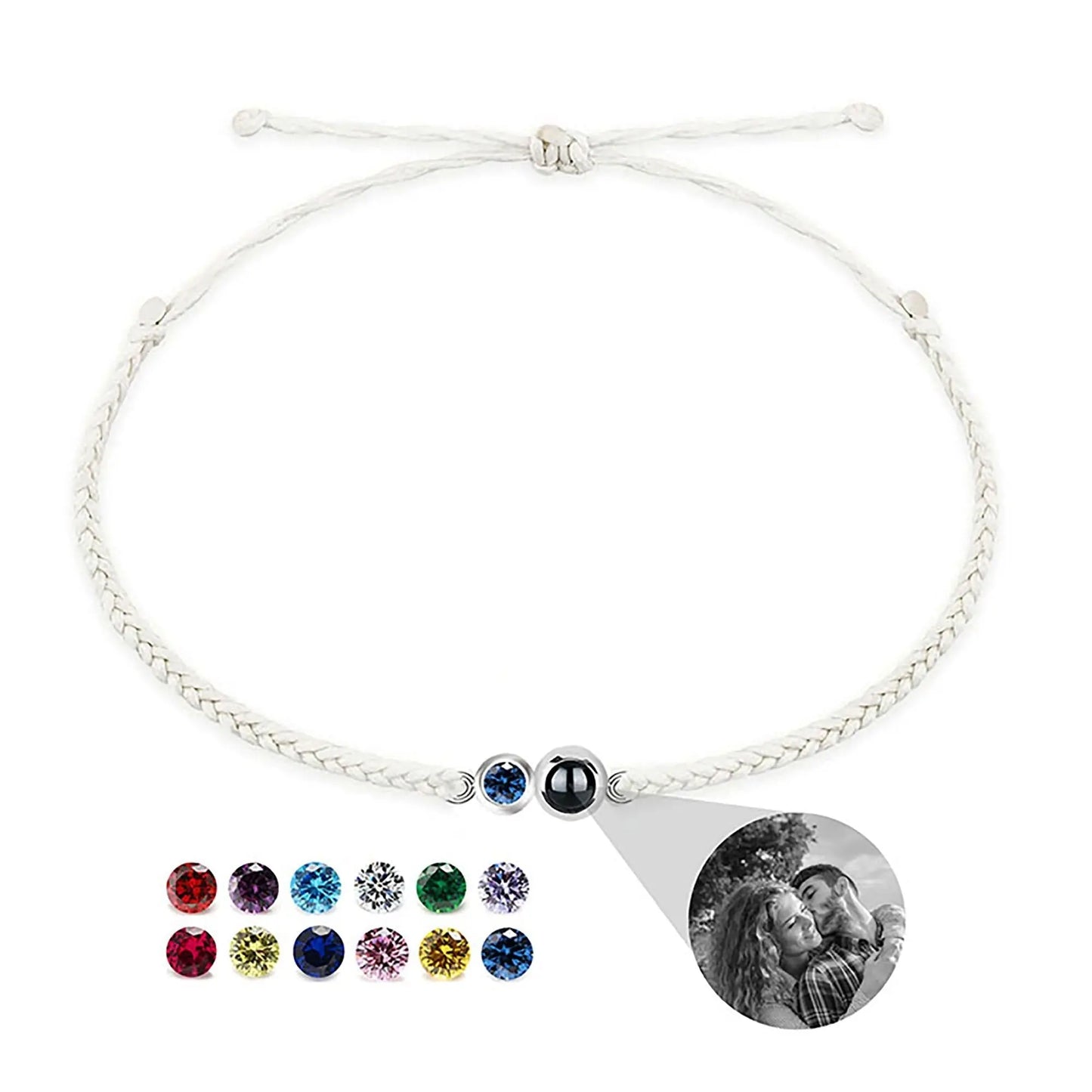 Customized birthstone Personalized Circle Photo Bracelet - Blade & Thread