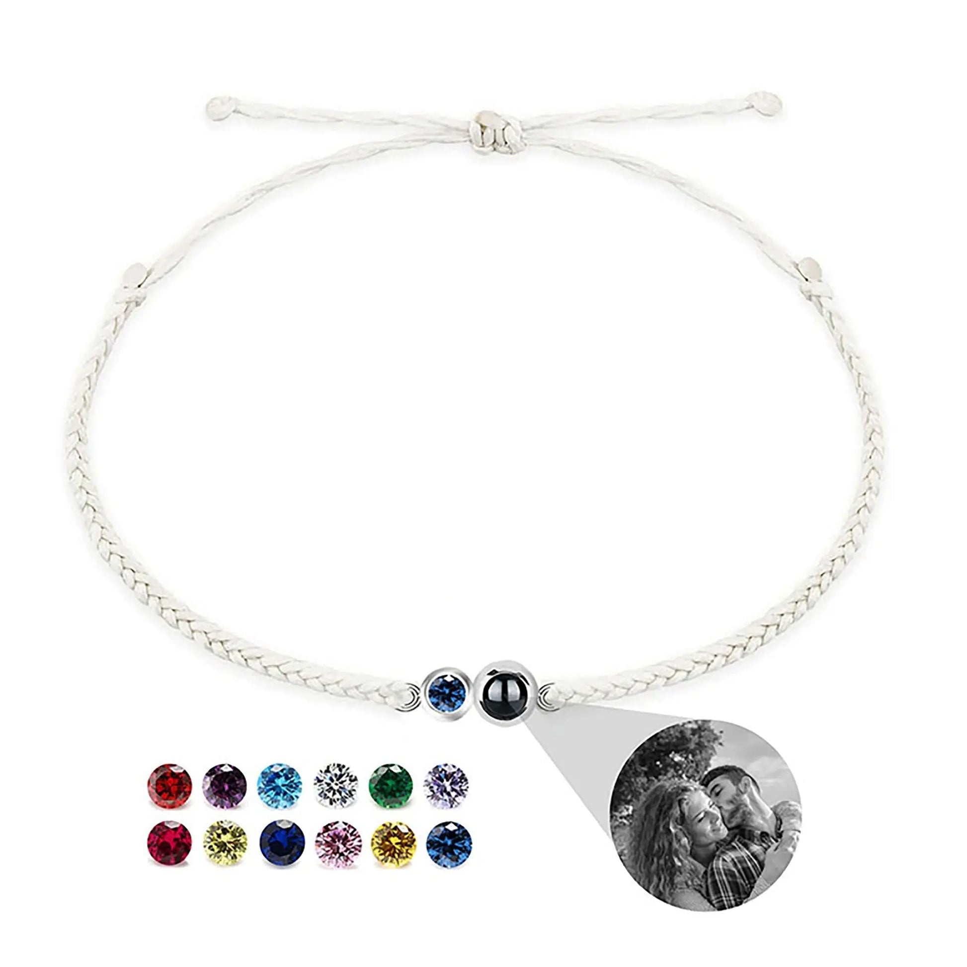 Customized birthstone Personalized Circle Photo Bracelet - Blade & Thread
