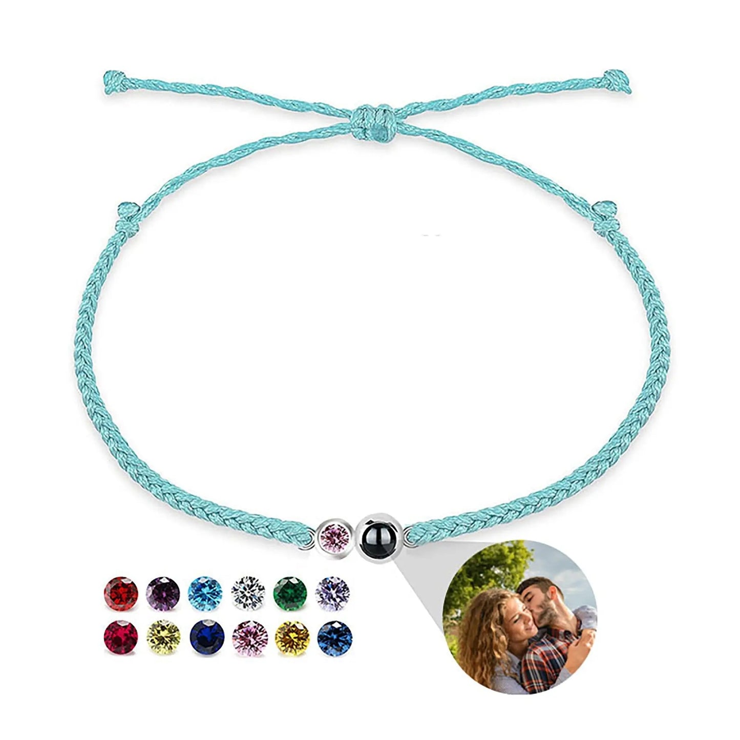 Customized birthstone Personalized Circle Photo Bracelet - Blade & Thread