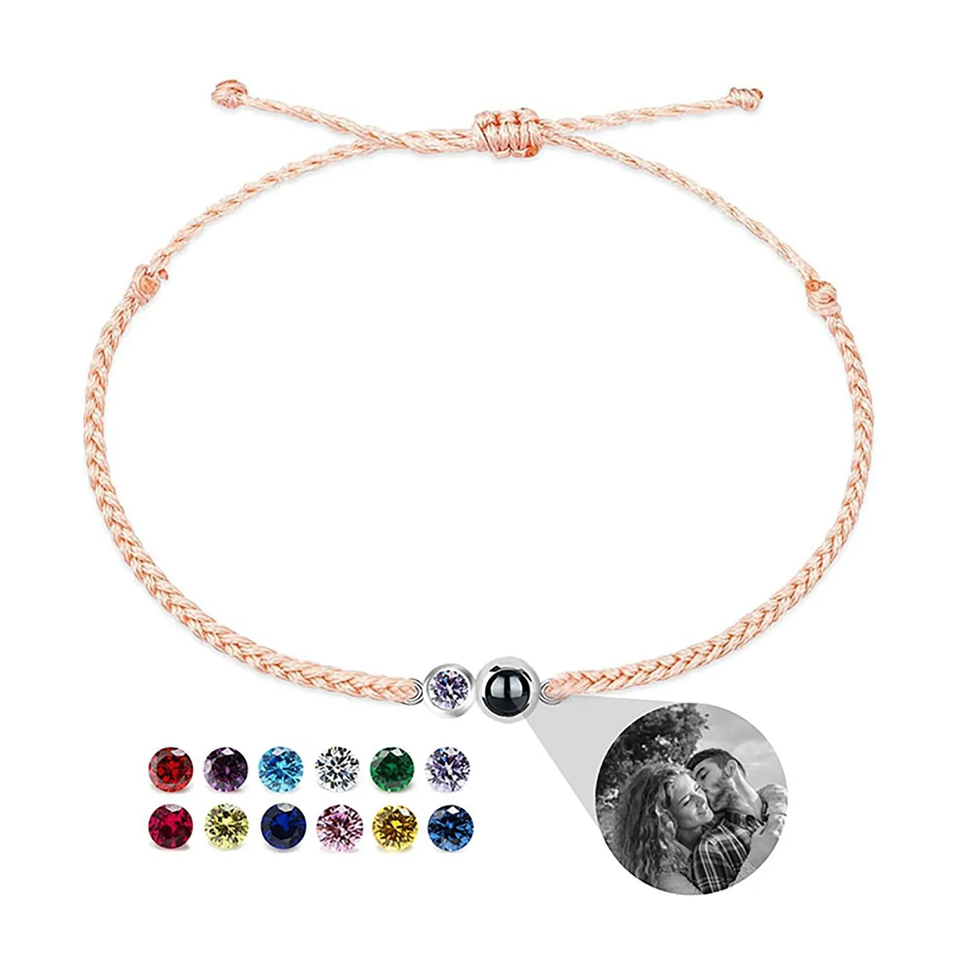 Customized birthstone Personalized Circle Photo Bracelet - Blade & Thread