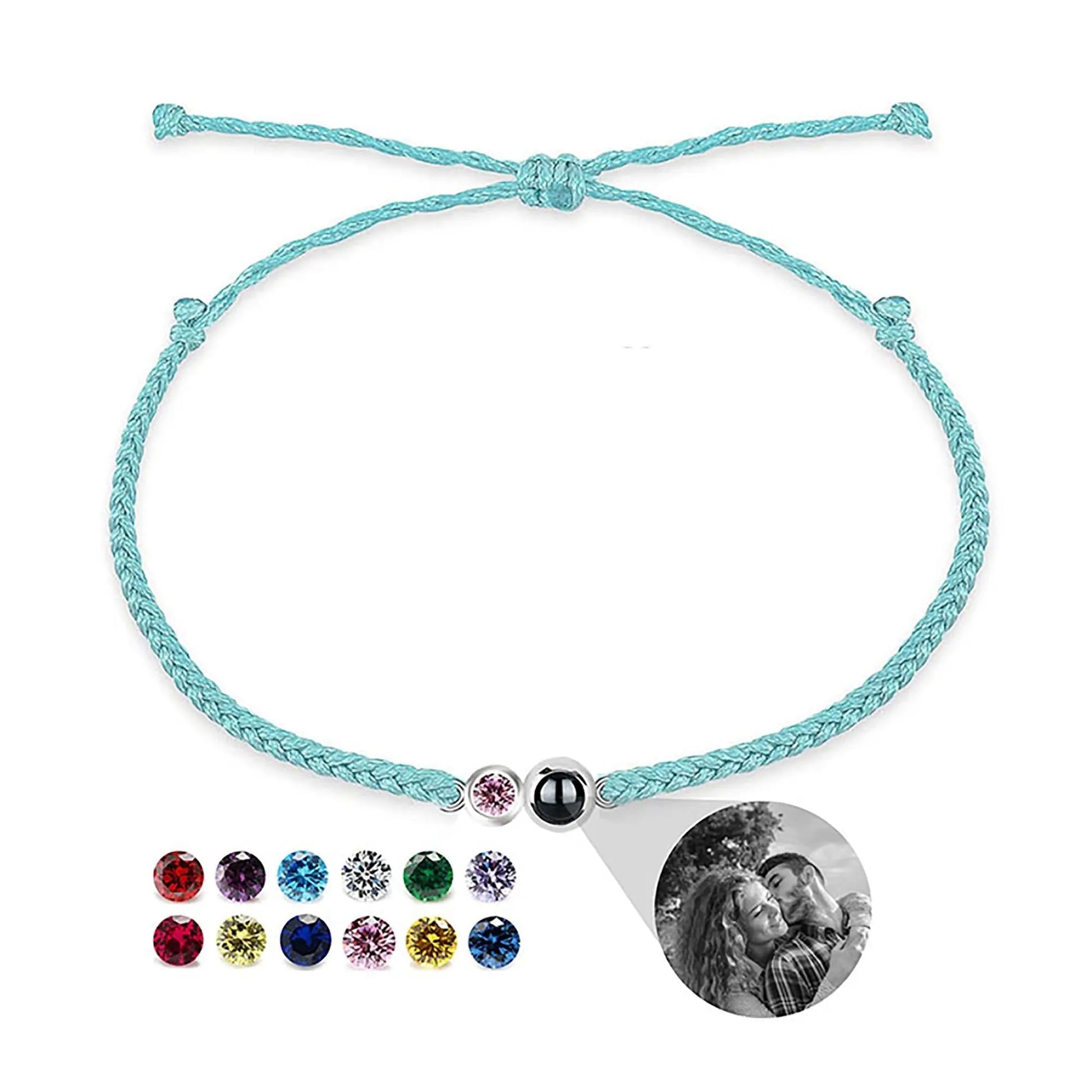 Customized birthstone Personalized Circle Photo Bracelet - Blade & Thread