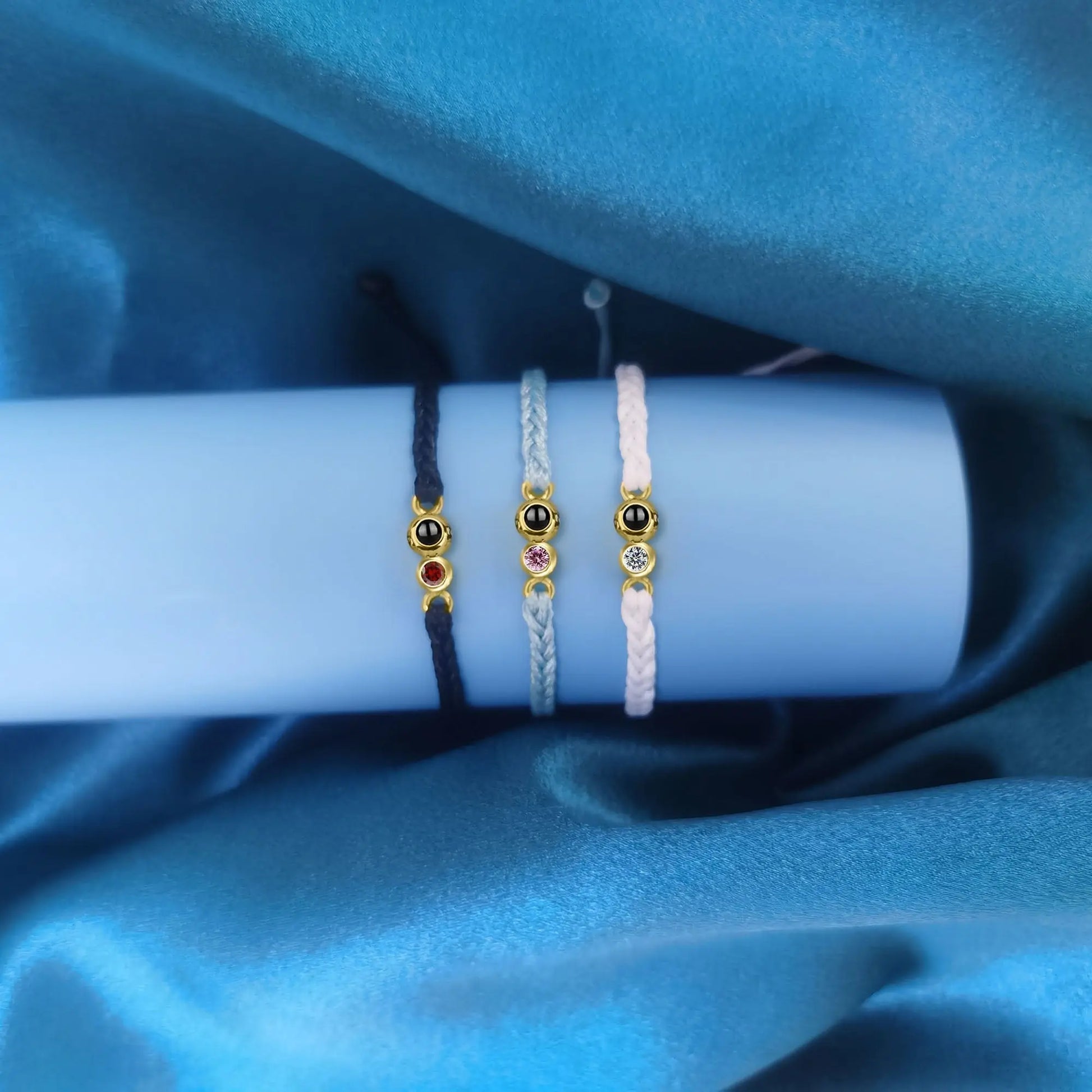 Customized birthstone Personalized Circle Photo Bracelet - Blade & Thread