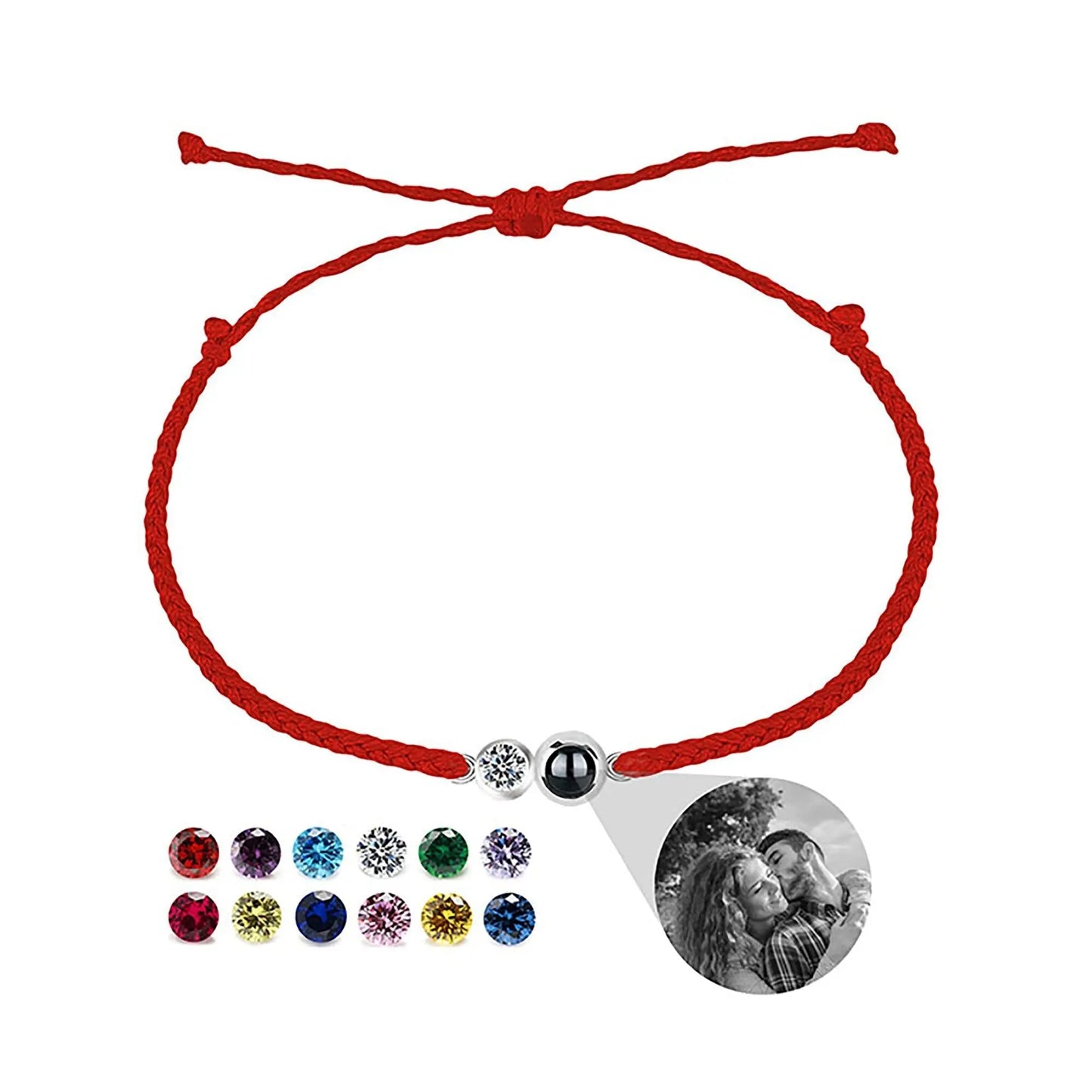 Customized birthstone Personalized Circle Photo Bracelet - Blade & Thread