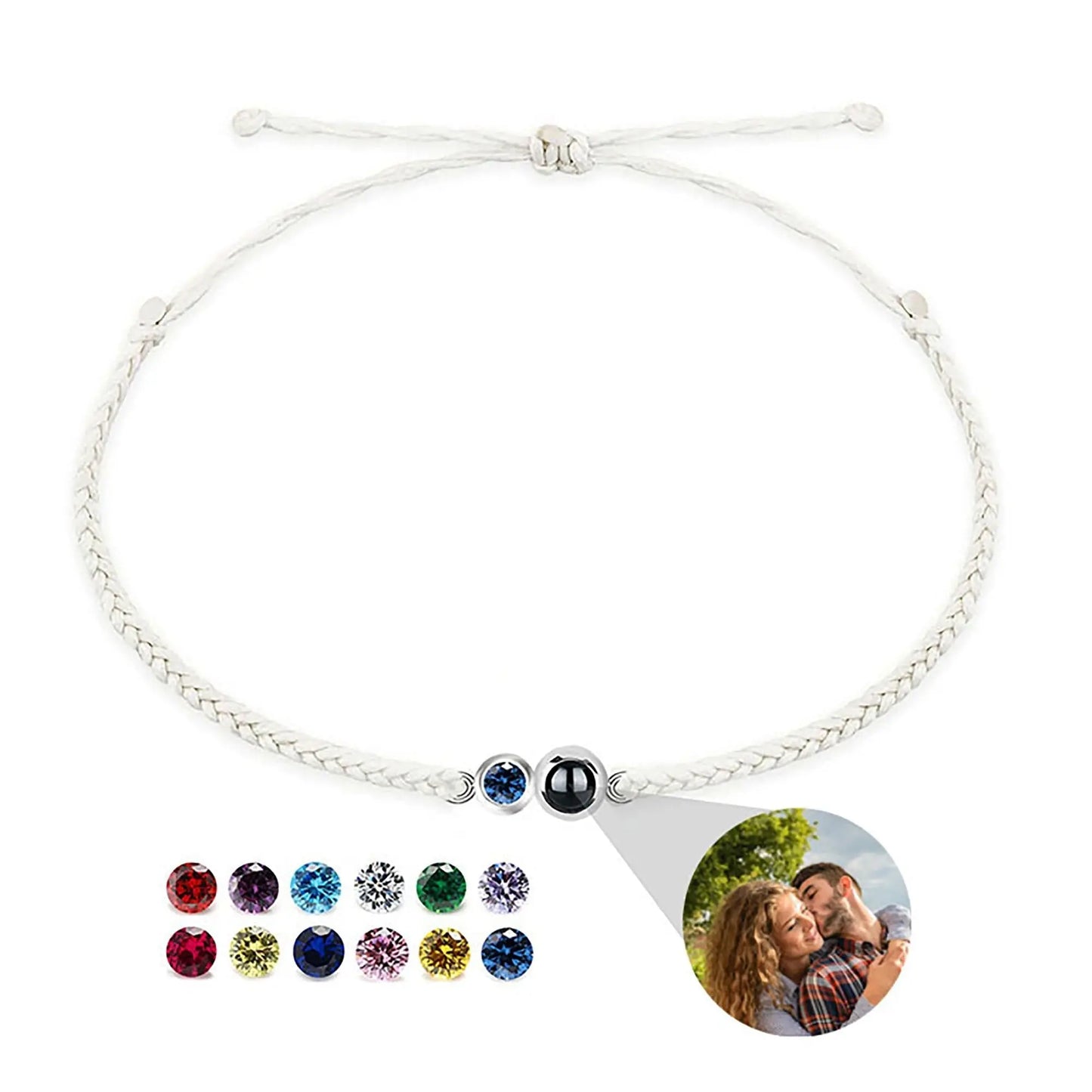 Customized birthstone Personalized Circle Photo Bracelet - Blade & Thread