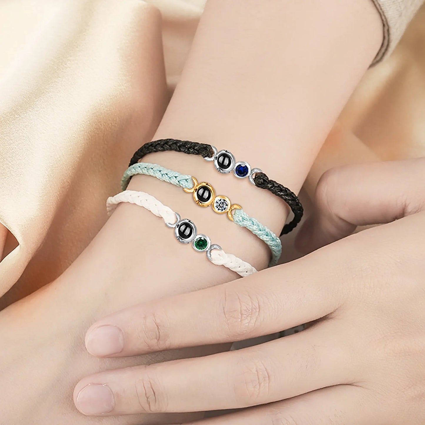 Customized birthstone Personalized Circle Photo Bracelet - Blade & Thread