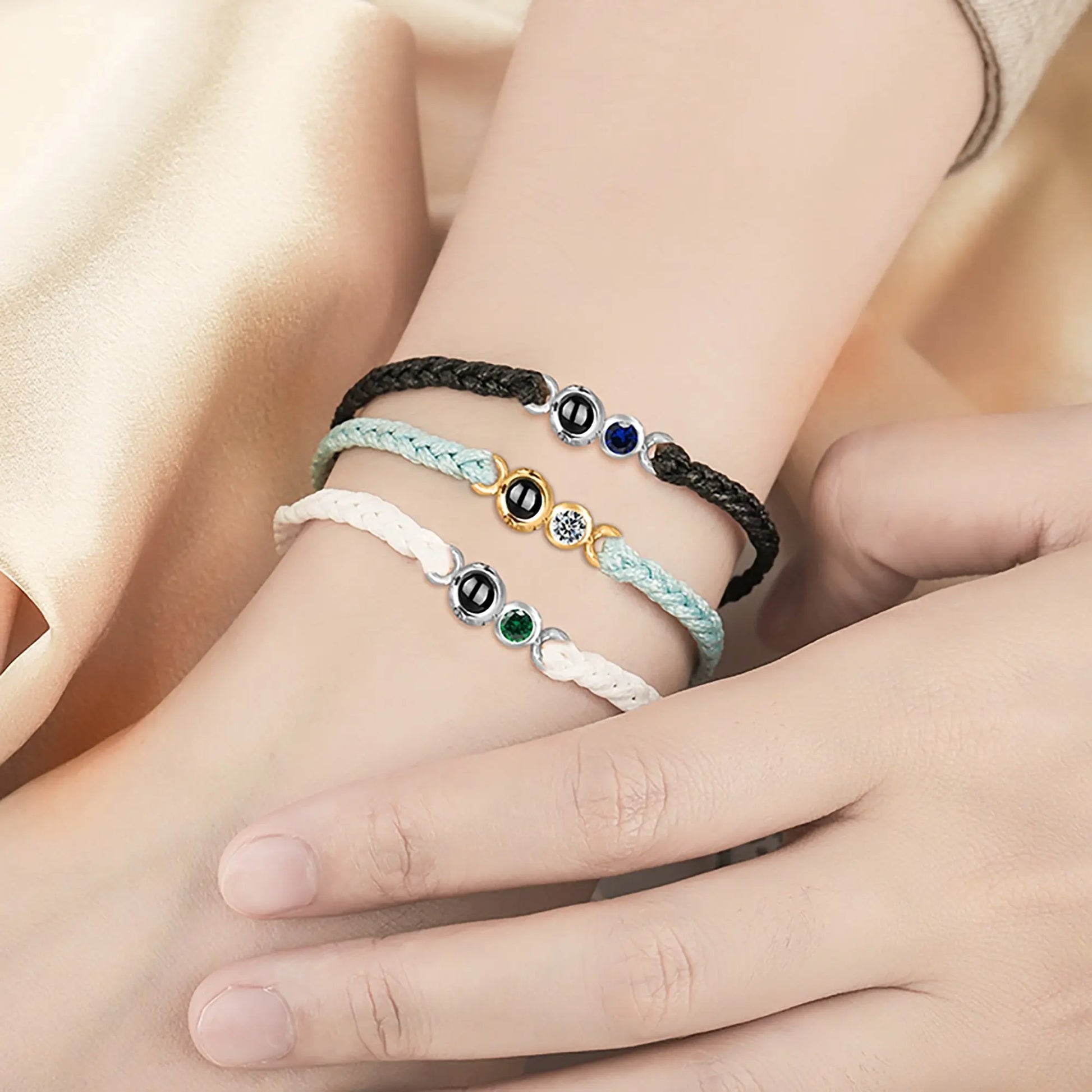 Customized birthstone Personalized Circle Photo Bracelet - Blade & Thread